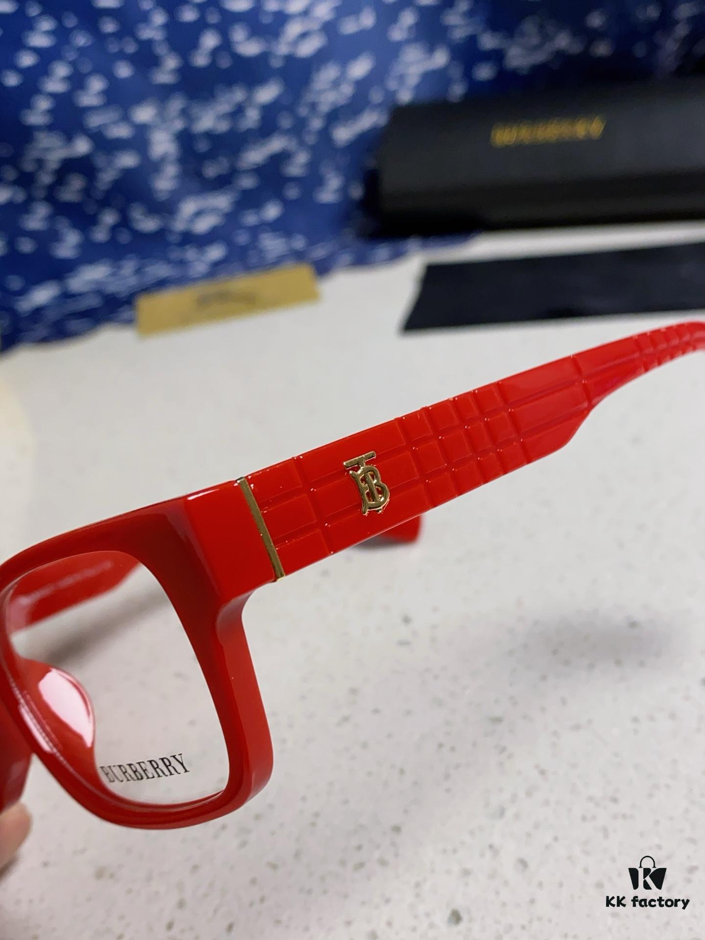 Burberry 2025 New Arrival High-Beauty Eyeglass Frame for Women, Large Frame Prescription-Compatible Glasses, Blue Light Blocking, Non-Powered Lens, Slimming Effect