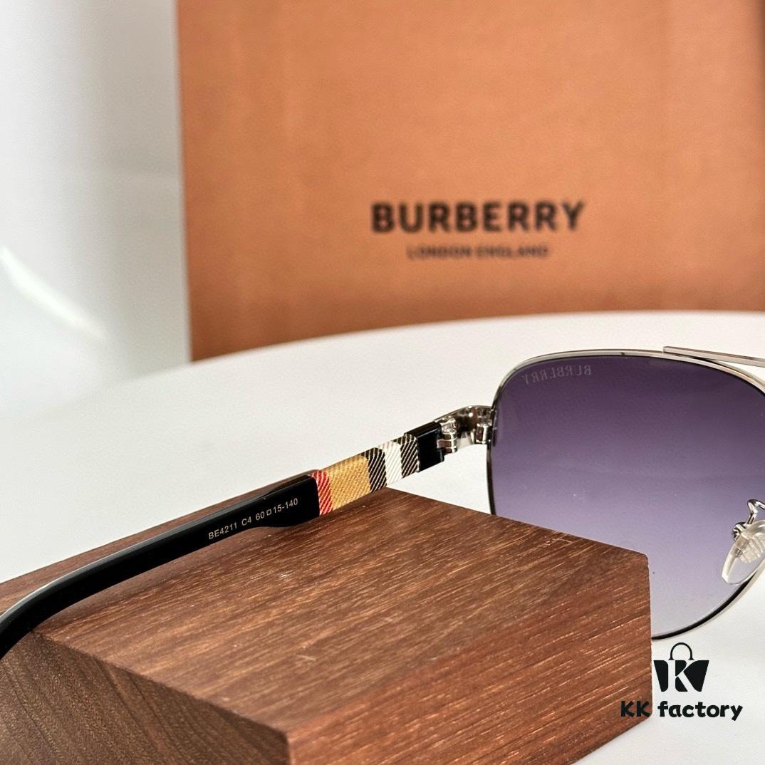 Burberry BE4211 Men's Aviator Sunglasses, Pattern Design, Size 60□15-140