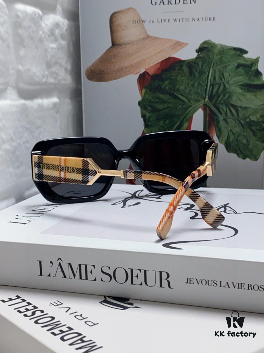 Burberry 2024 New Flat-Frame Sunglasses Unisex, Stylish and Versatile Sun Protection Eyewear for Men and Women