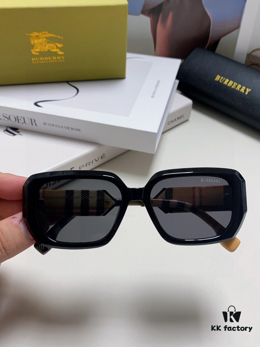 Burberry 2024 New Flat-Frame Sunglasses Unisex, Stylish and Versatile Sun Protection Eyewear for Men and Women