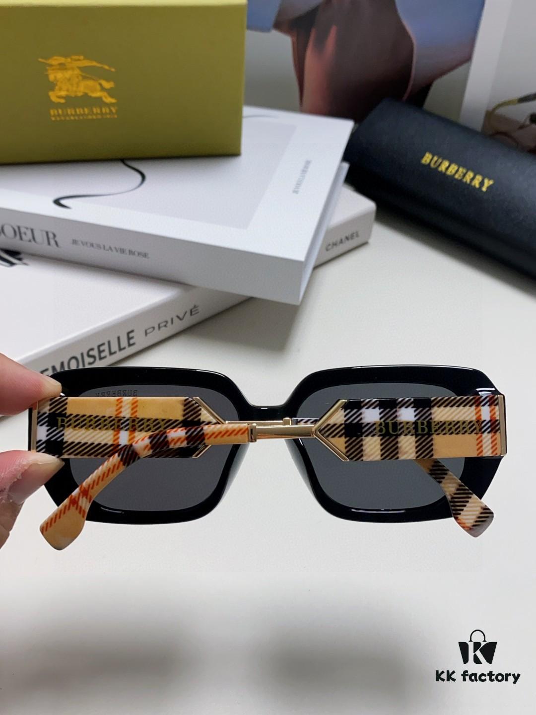 Burberry 2024 New Flat-Frame Sunglasses Unisex, Stylish and Versatile Sun Protection Eyewear for Men and Women