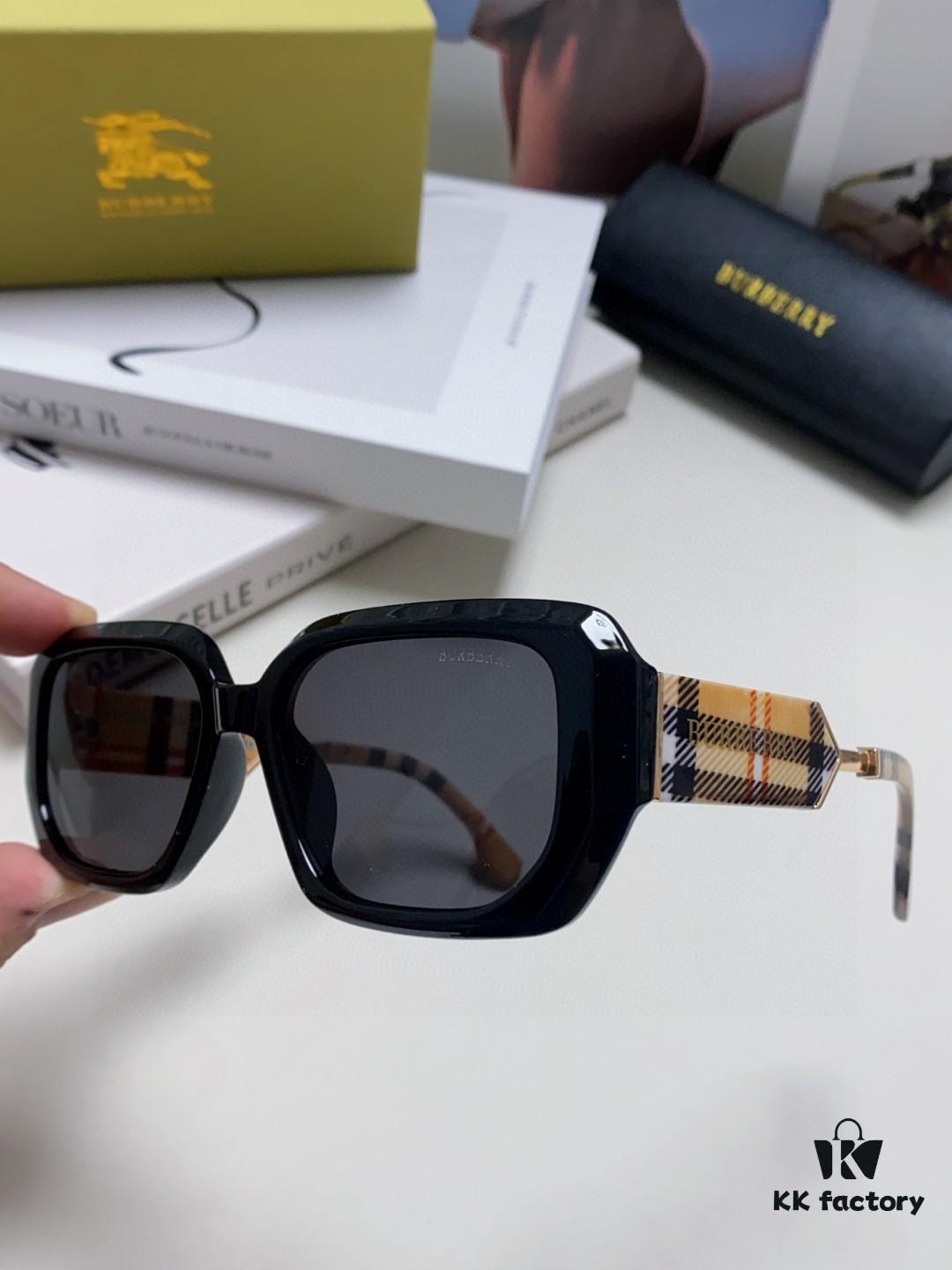 Burberry 2024 New Flat-Frame Sunglasses Unisex, Stylish and Versatile Sun Protection Eyewear for Men and Women