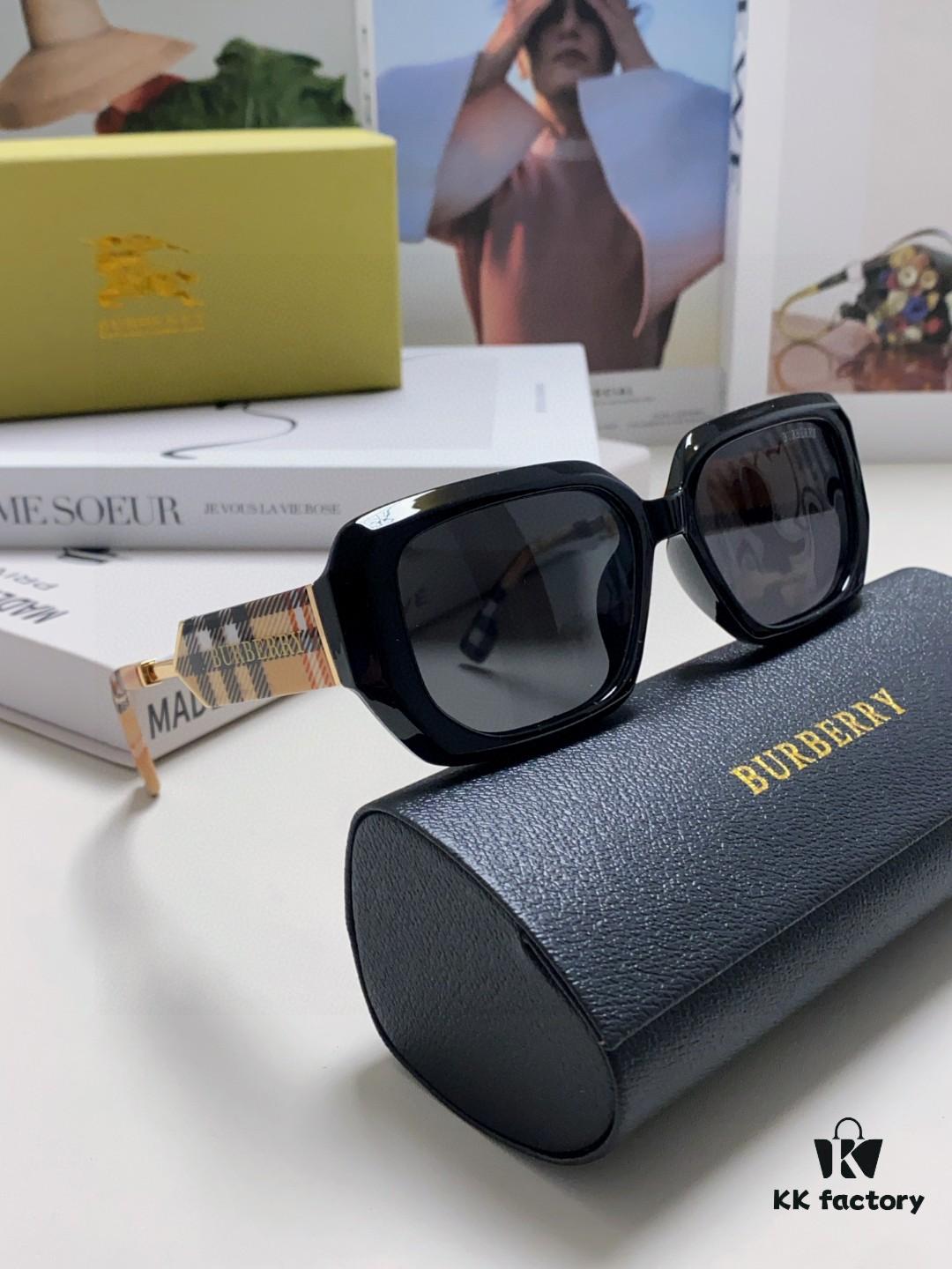 Burberry 2024 New Flat-Frame Sunglasses Unisex, Stylish and Versatile Sun Protection Eyewear for Men and Women