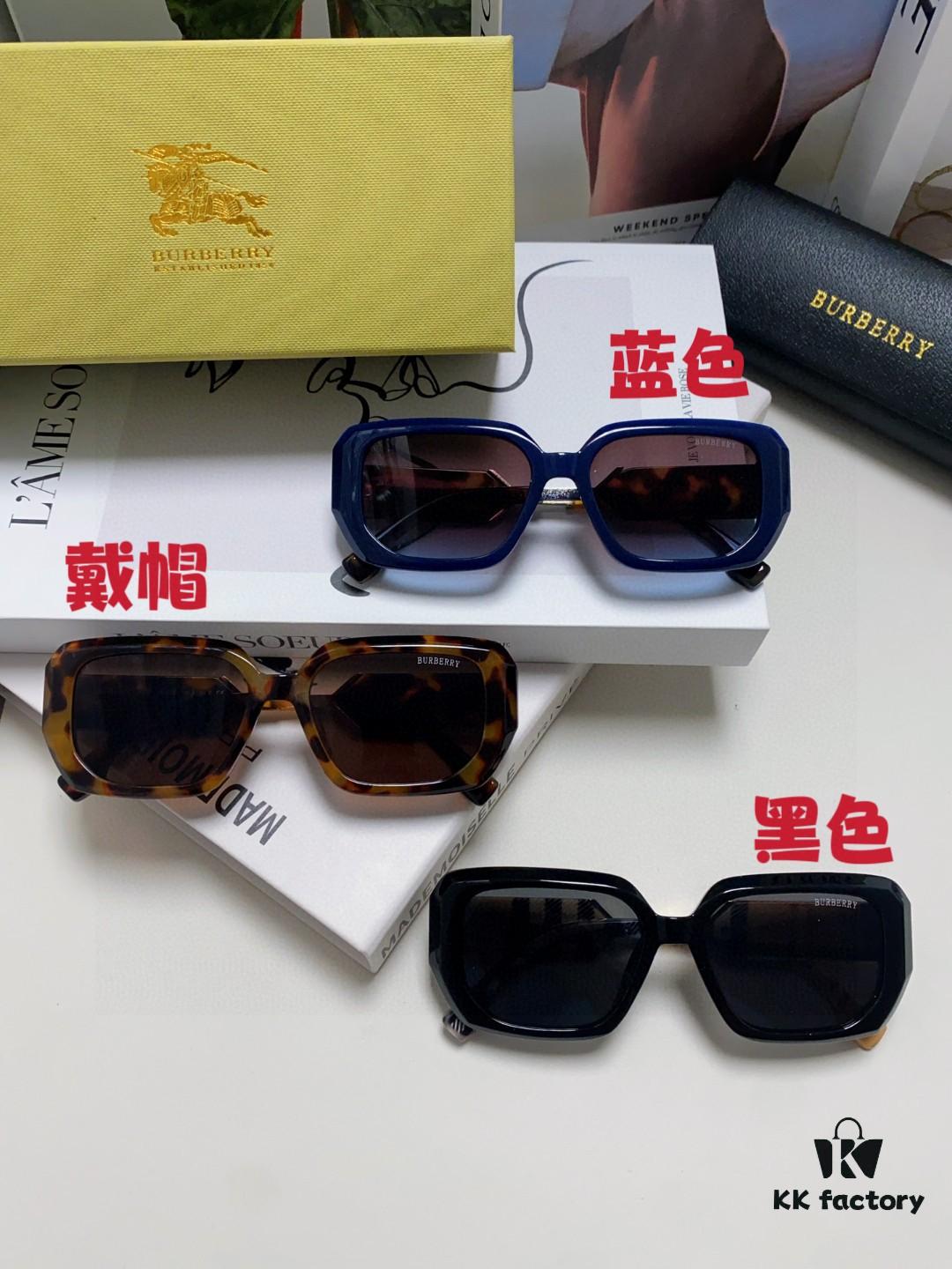 Burberry 2024 New Flat-Frame Sunglasses Unisex, Stylish and Versatile Sun Protection Eyewear for Men and Women
