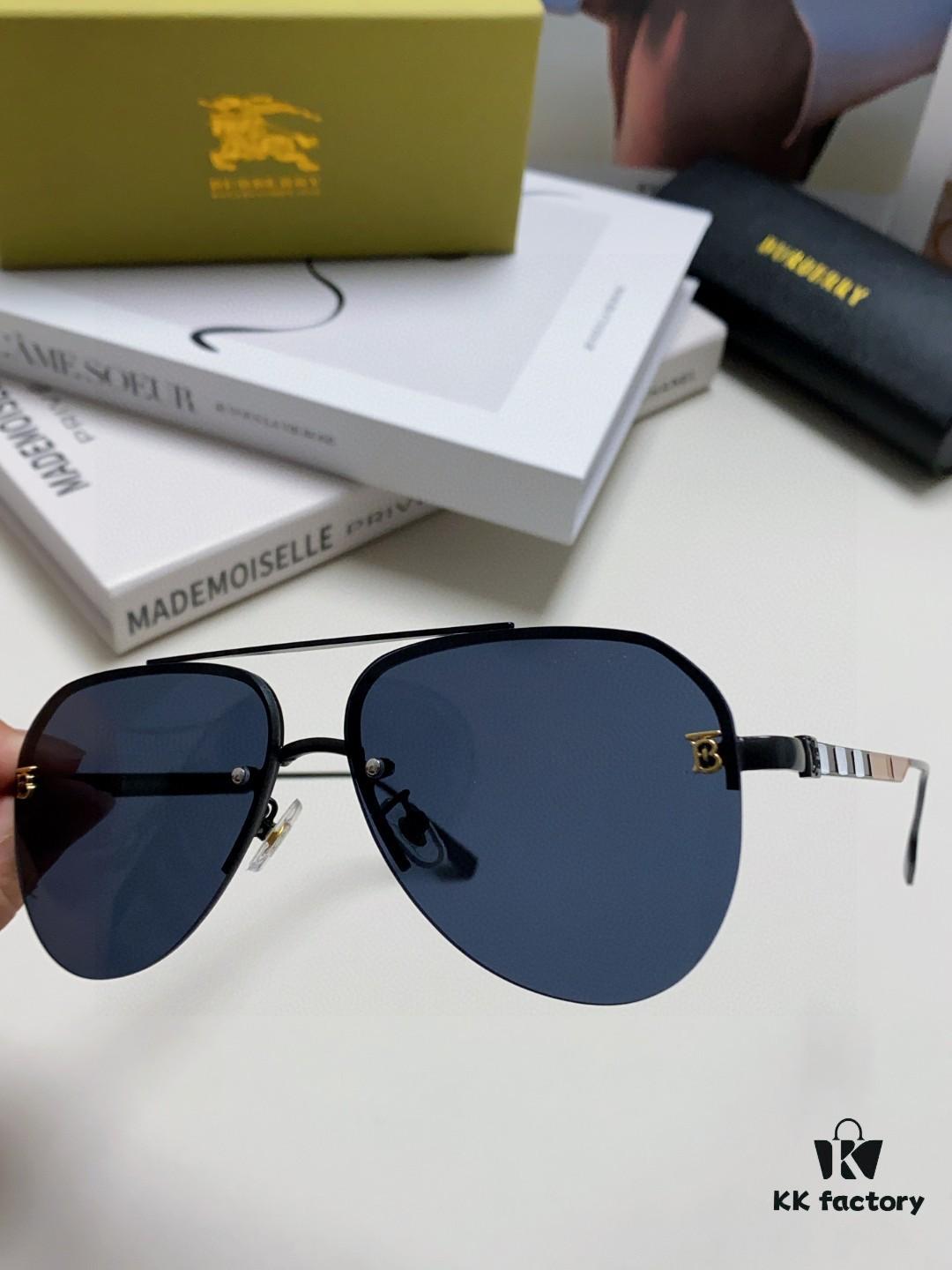 Burberry Round Frame 🎶 New One-Piece Driving Sunglasses, Must-Have Style for Travel, Popular Among Multiple Celebrities, Unisex Aviator Sunglasses