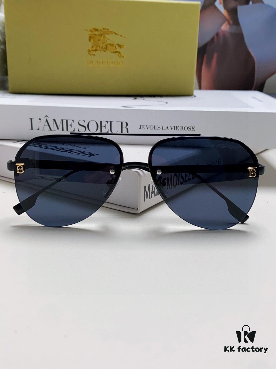 Burberry Round Frame 🎶 New One-Piece Driving Sunglasses, Must-Have Style for Travel, Popular Among Multiple Celebrities, Unisex Aviator Sunglasses