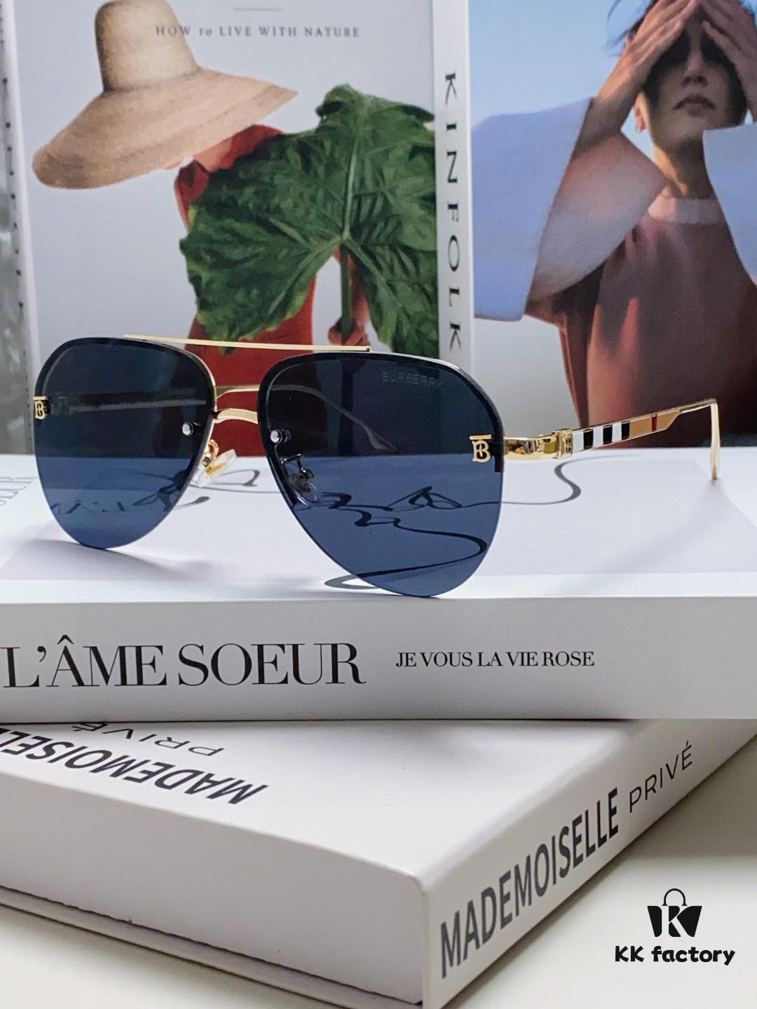 Burberry Round-frame New One-piece Driving Sunglasses, Must-have Style for Men and Women, Celebrity Favorite Aviator Sunglasses