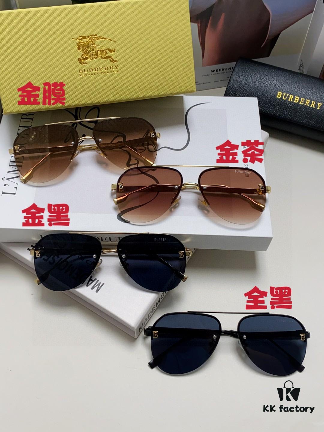 Burberry Round-frame New Integrated Driving Sunglasses, Must-have Style for Travel, Popularized by Multiple Celebrities, Unisex Aviator Sun Glasses