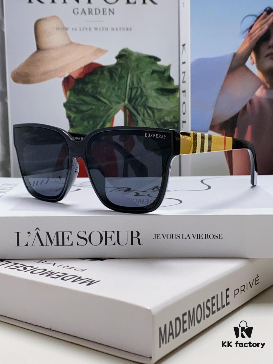 Burberry 2024 New Arrival Sunscreen Sunglasses for Men, UV Protection Polarized Sunglasses with Black Frame, Classic Equestrian Design, Unisex Fashion Driving Sunglasses