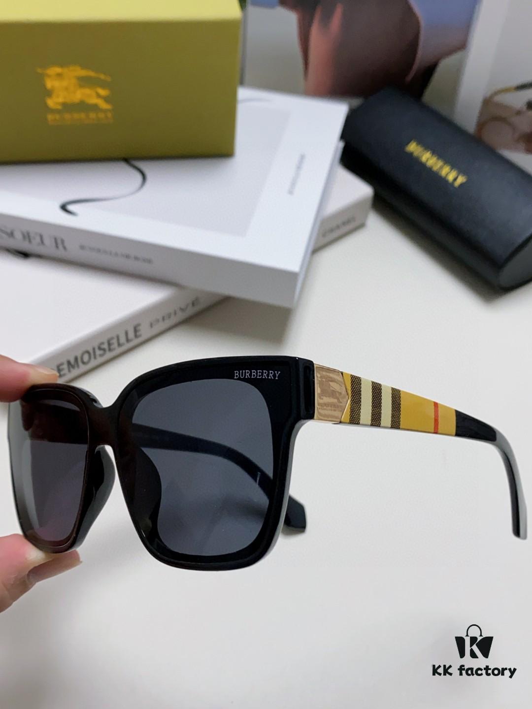Burberry 2024 New Arrival Sunscreen Sunglasses for Men, UV Protection Polarized Sunglasses with Black Frame, Classic Equestrian Design, Unisex Fashion Driving Sunglasses