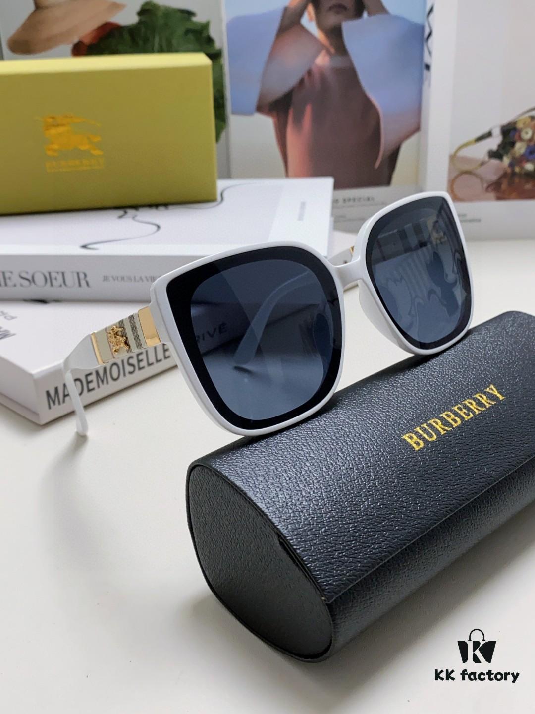Burberry 2024 New Korean-Style Oversized Wide-Leg Stylish Fast Fashion Nobility Unisex Sunglasses, Slimming Trendy Sun Glasses with Horse Logo and Classic Check Pattern