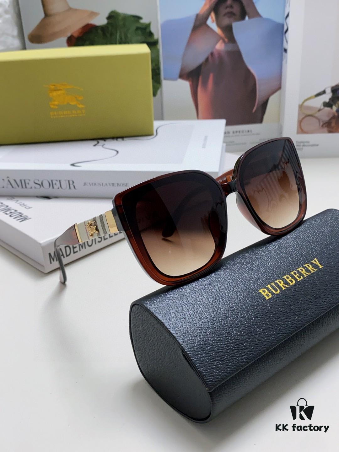 Burberry 2024 New Korean-Style Oversized Wide-Leg Stylish Fast-Fashion Nobility Unisex Sunglasses, Slimming Trendy Sun Glasses with Horse Logo and Classic Check Pattern