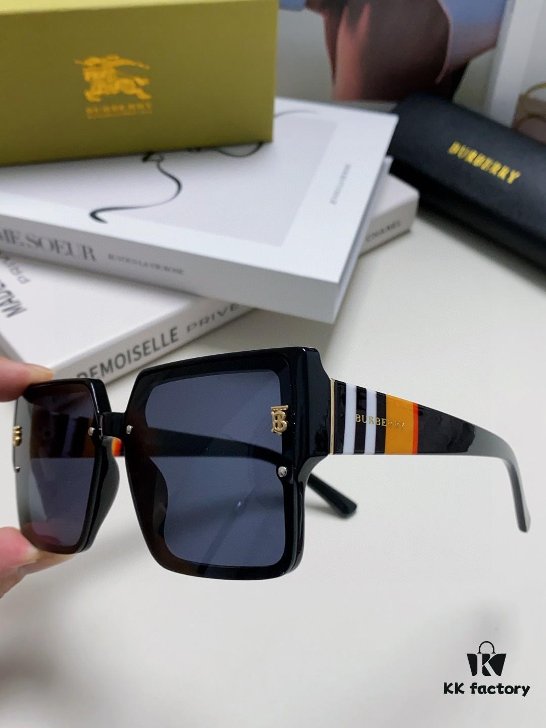 Burberry 2024 New Arrival Women's Sunglasses, Trendy Oversized Frame for Large Faces, Slimming UV-Protective Sunglasses with Premium Aesthetic, Instagram-Worthy Ladies' Eyewear