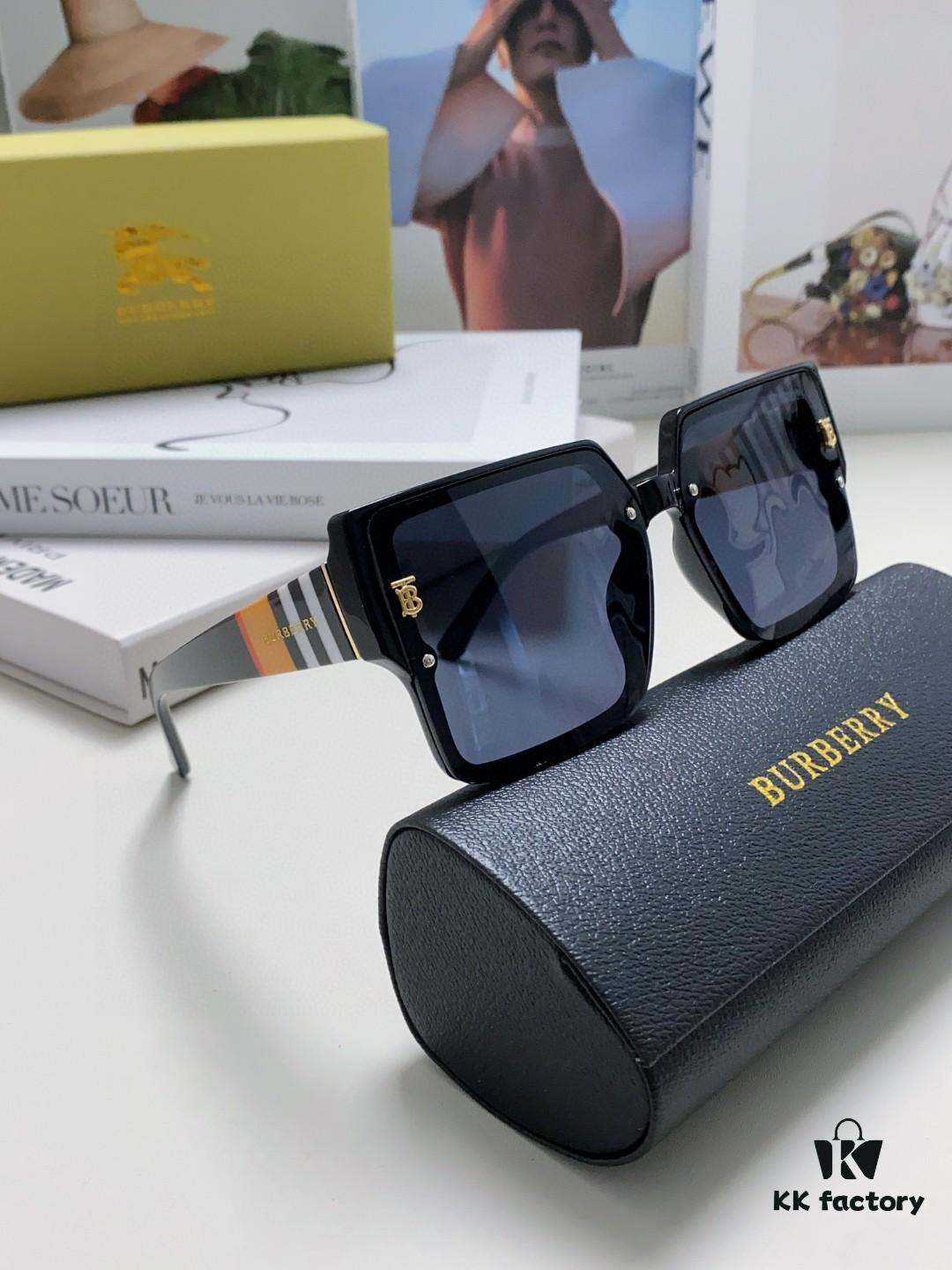 Burberry 2024 New Arrival Women's Sunglasses, Trendy Oversized Frame for Large Faces, Slimming UV-Protective Sunglasses with Premium Aesthetic, Instagram-Worthy Ladies' Eyewear