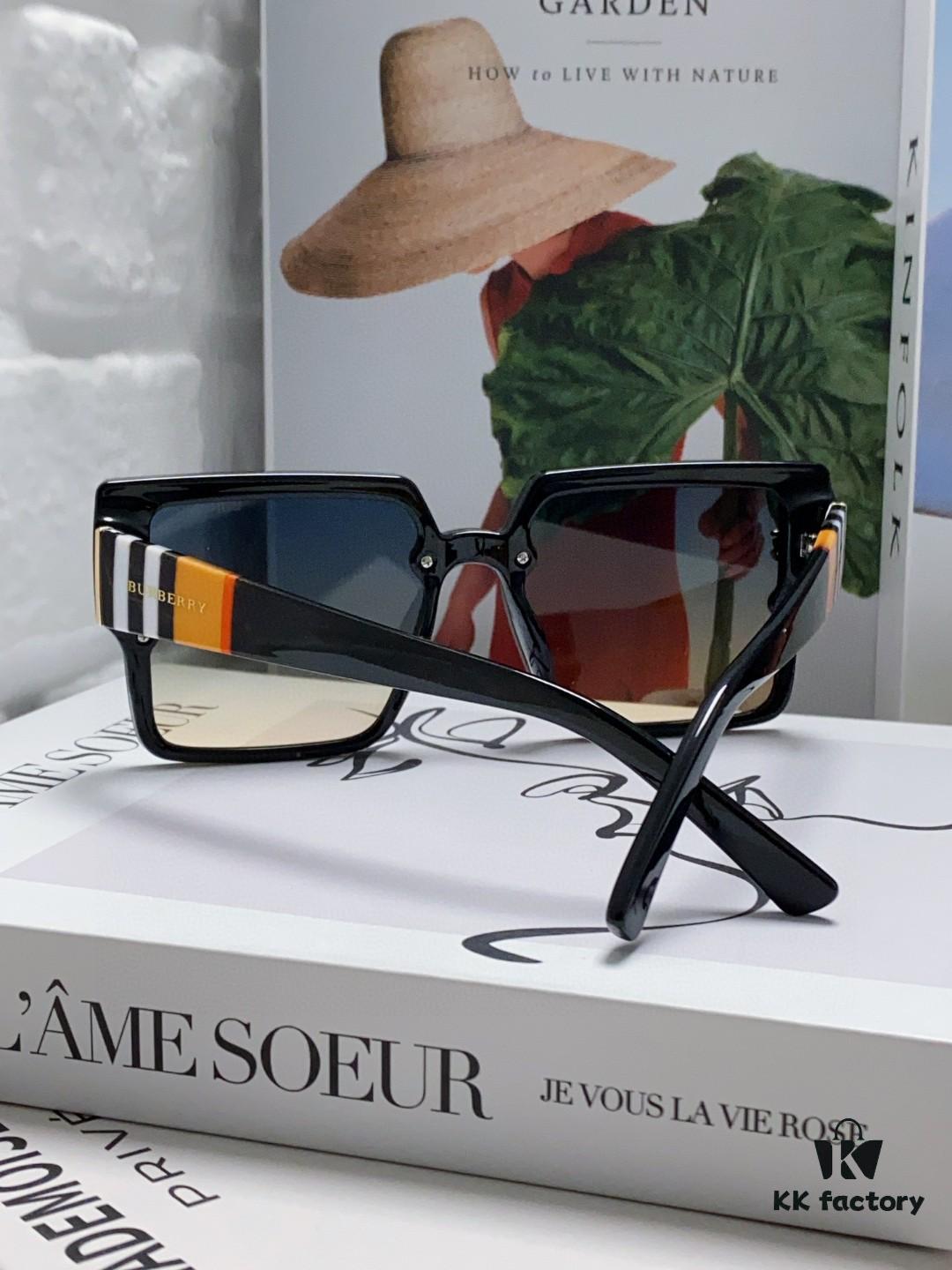 Burberry 2024 New Arrival Women's Sunglasses, Trendy Oversized Frame for Large Faces, Slimming UV-Protective Sunglasses with Premium Aesthetic, Instagram-Worthy Ladies' Eyewear