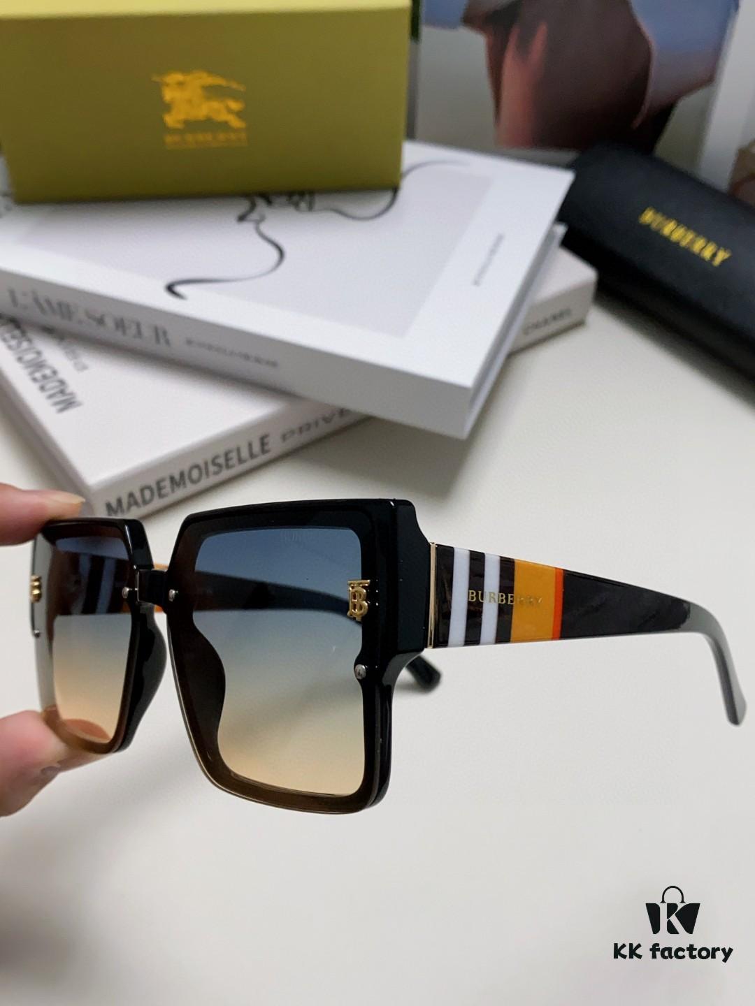 Burberry 2024 New Arrival Women's Sunglasses, Trendy Oversized Frame for Large Faces, Slimming UV-Protective Sunglasses with Premium Aesthetic, Instagram-Worthy Ladies' Eyewear