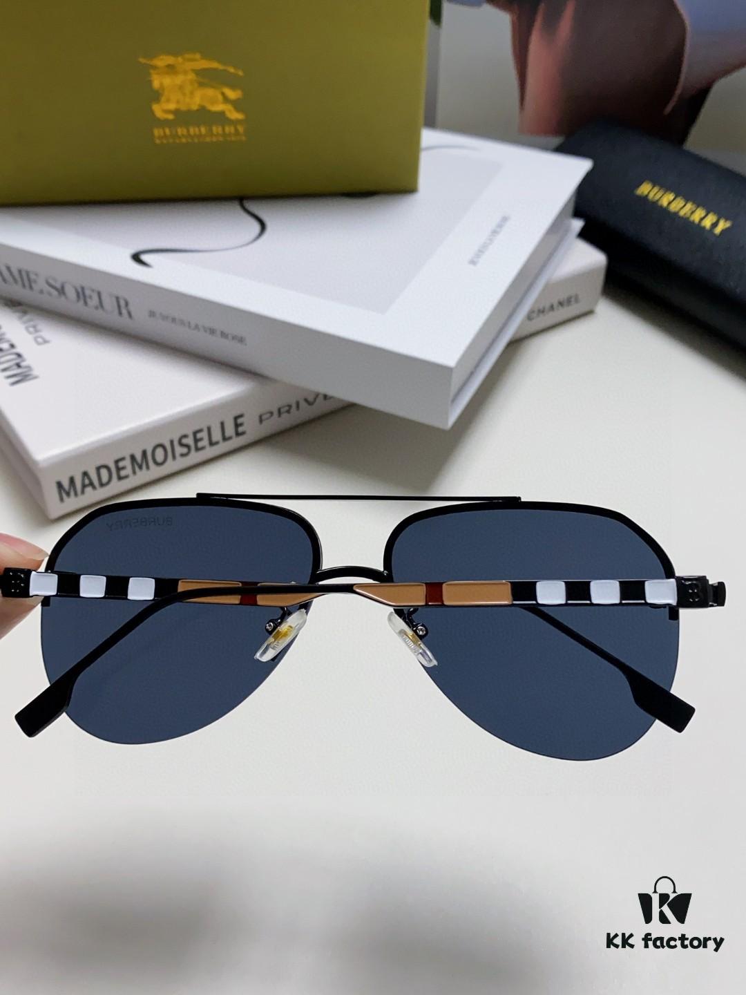 Burberry Round-frame Sunglasses 🎶 New One-piece Driving Glasses, Must-have for Travel, Popular Among Celebrities, Unisex Aviator Sun Glasses