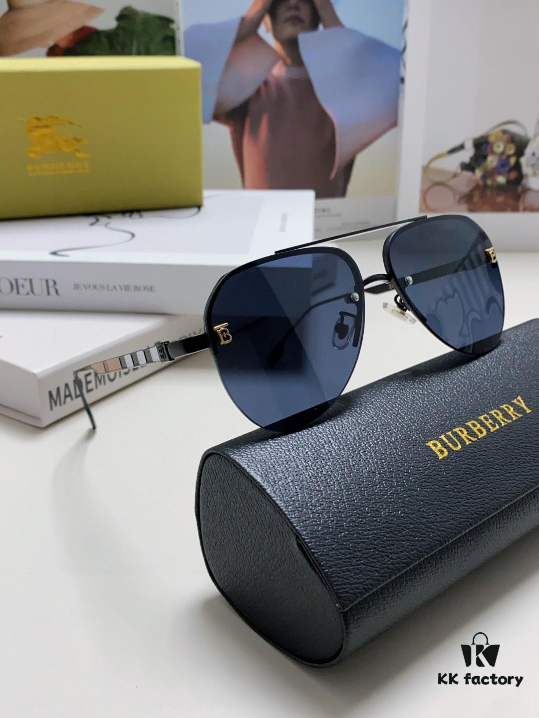 Burberry Round-frame Sunglasses 🎶 New One-piece Driving Glasses, Must-have for Travel, Popular Among Celebrities, Unisex Aviator Sun Glasses