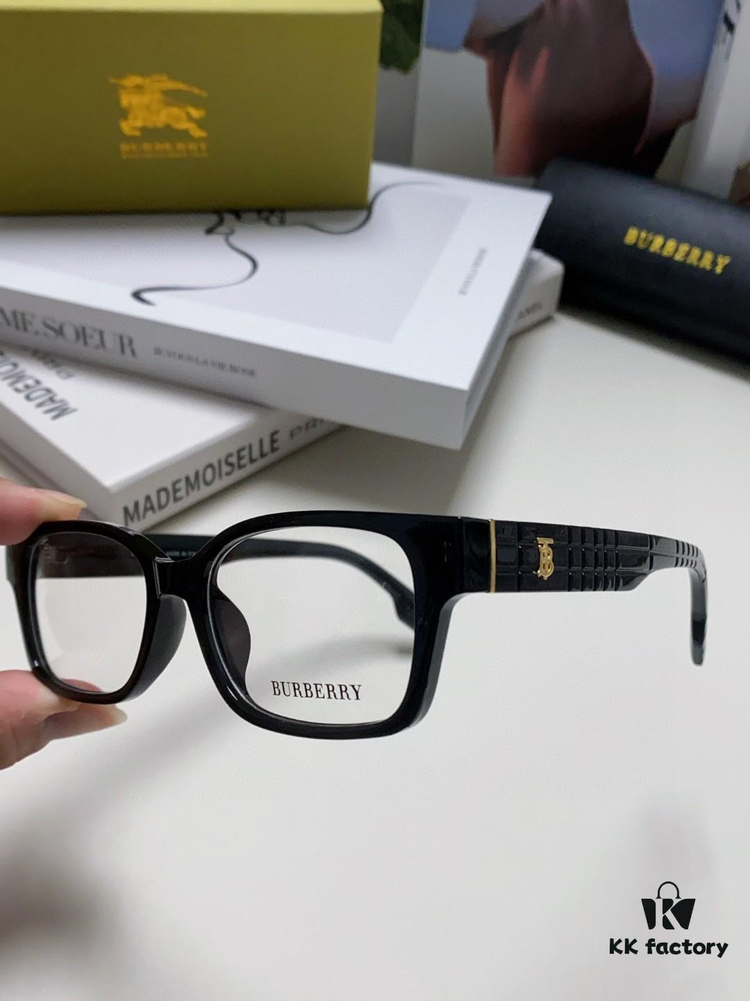 Burberry 2024 New Arrival High-Beauty Eyeglass Frame for Women, Large Frame Prescription-Compatible, Slimming Blue-Light Blocking Optical Glasses, Non-Powered Sunglasses