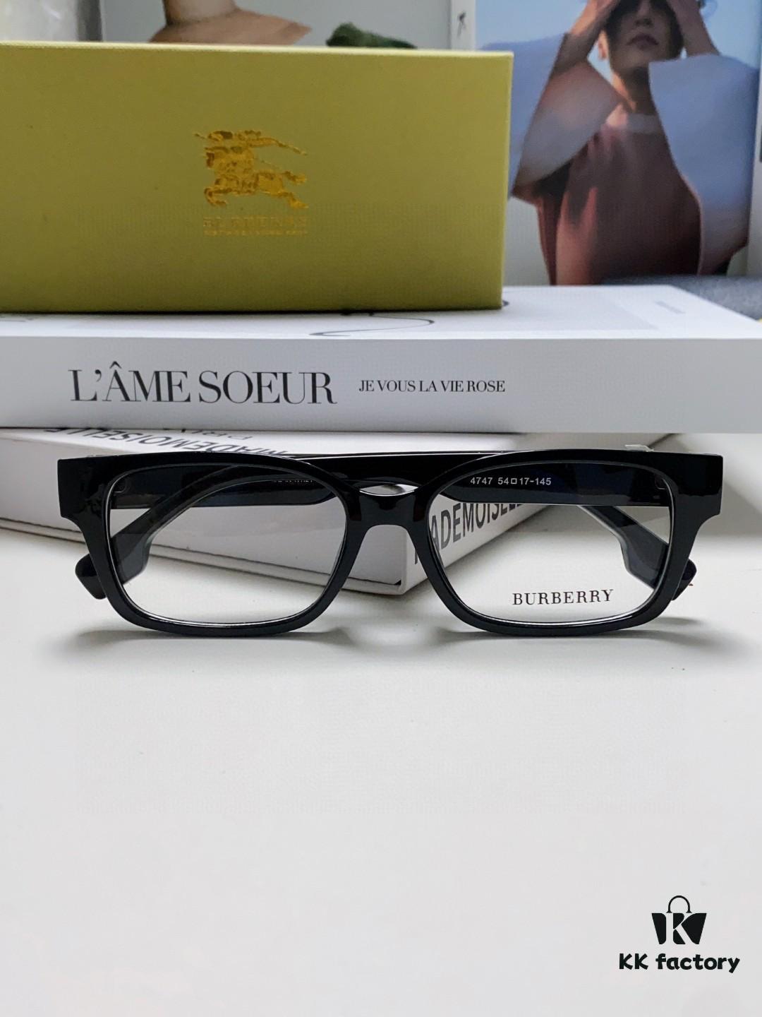 Burberry 2024 New Arrival High-Beauty Eyeglass Frame for Women, Large Frame Prescription-Compatible, Slimming Blue-Light Blocking Optical Glasses, Non-Powered Sunglasses
