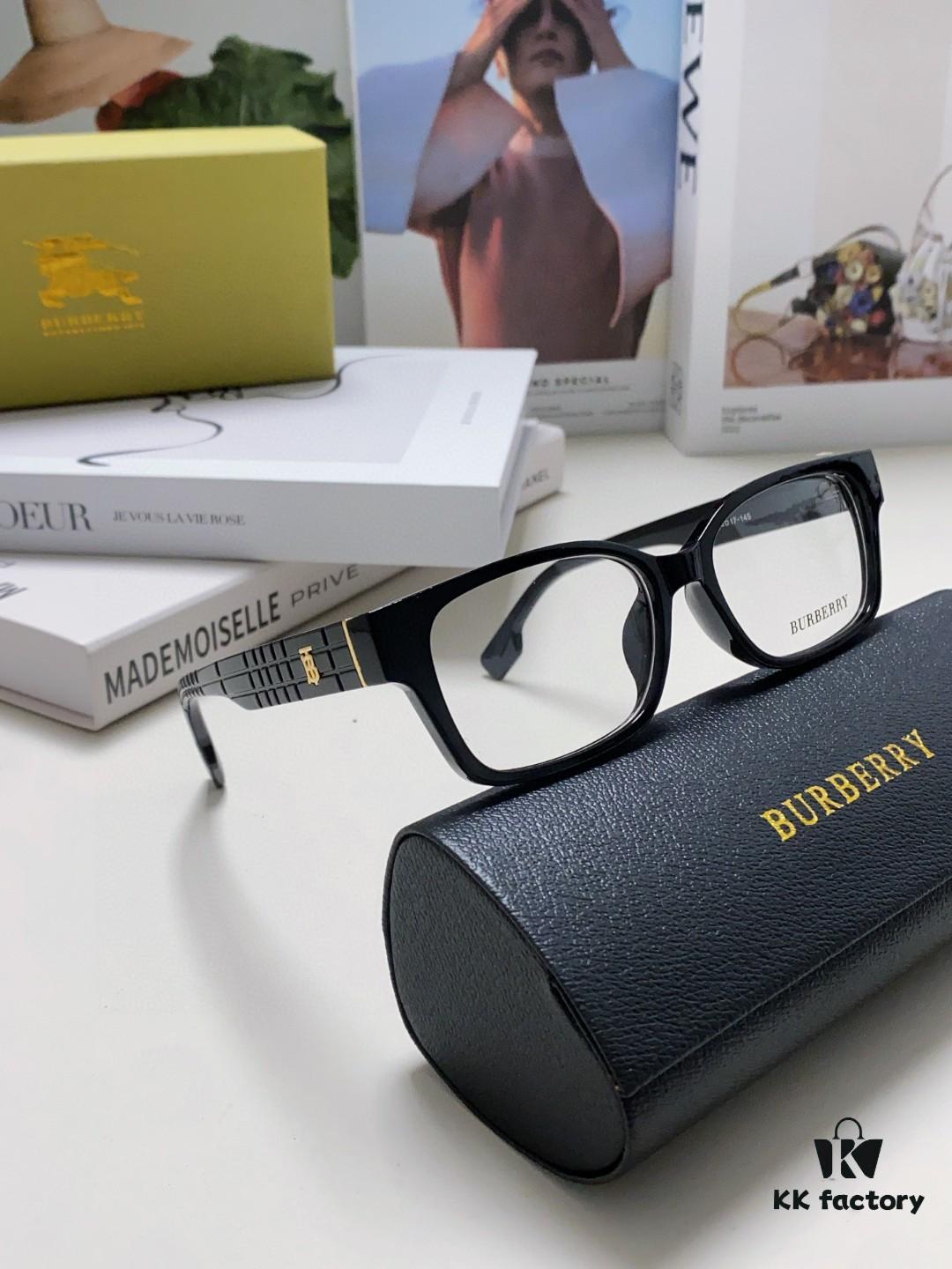 Burberry 2024 New Arrival High-Beauty Eyeglass Frame for Women, Large Frame Prescription-Compatible, Slimming Blue-Light Blocking Optical Glasses, Non-Powered Sunglasses