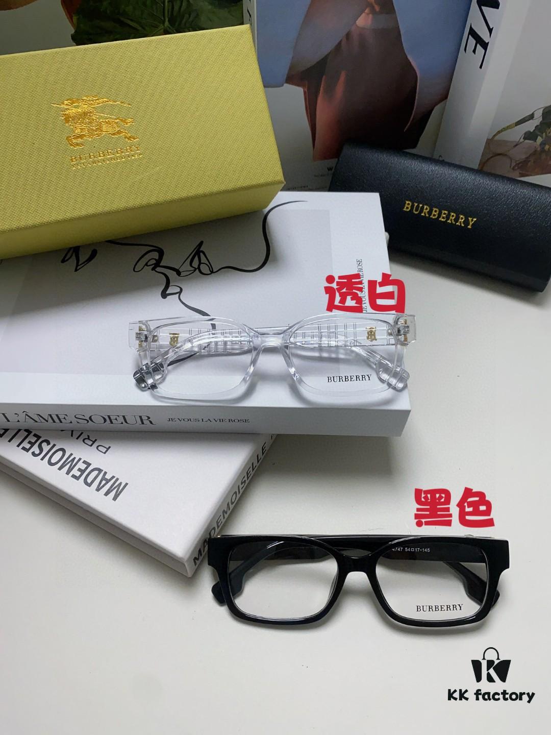 Burberry 2024 New Arrival High-Beauty Eyeglass Frame for Women, Large Frame Prescription-Compatible, Slimming Blue-Light Blocking Optical Glasses, Non-Powered Sunglasses