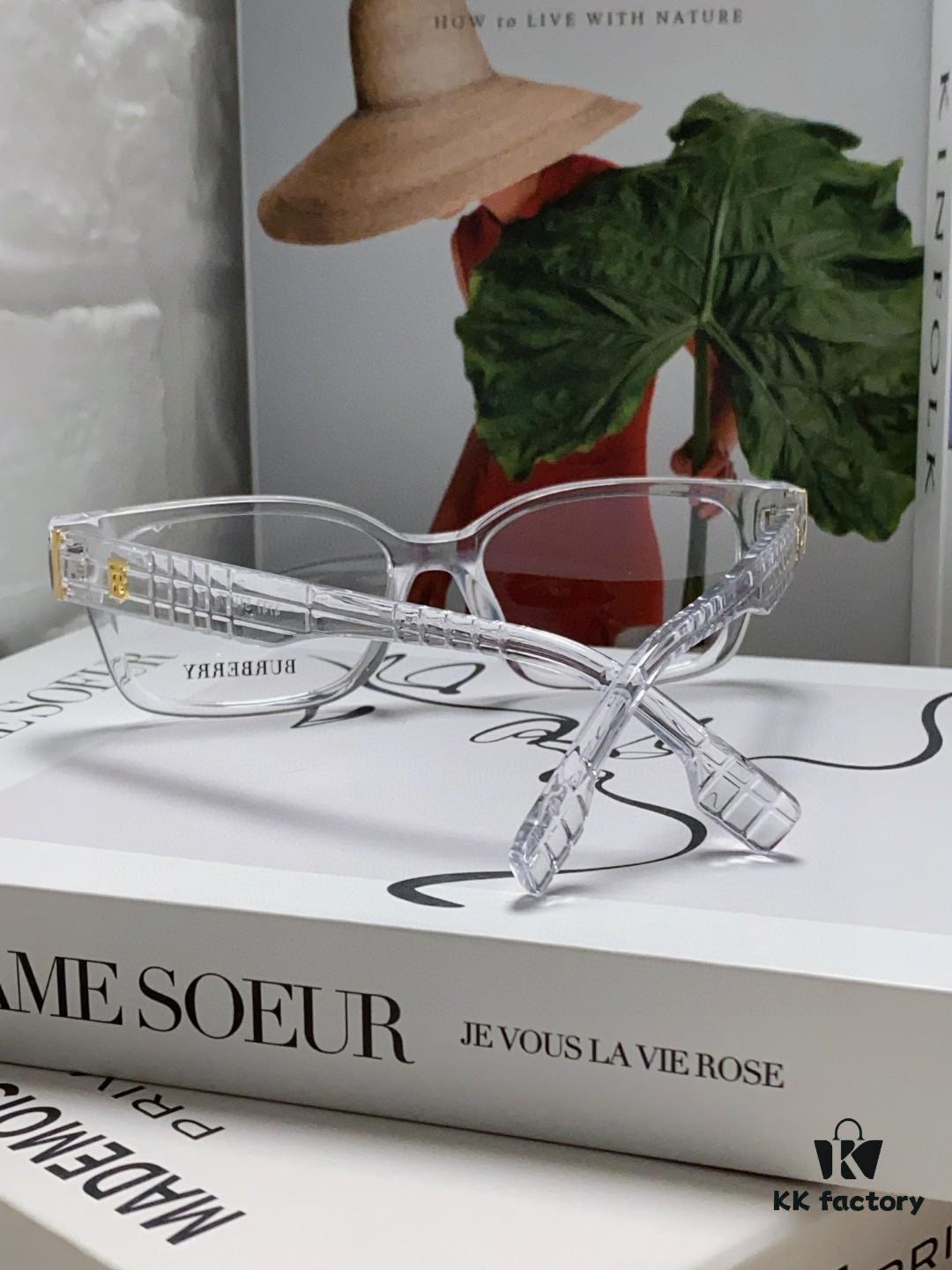 Burberry 2024 New Arrival B Style High-Aesthetic Eyeglass Frame for Women, Large Frame Prescription-Compatible, Blue Light Blocking, Non-Powered Glasses, Slimming Effect Optical Eyewear, Sunglasses