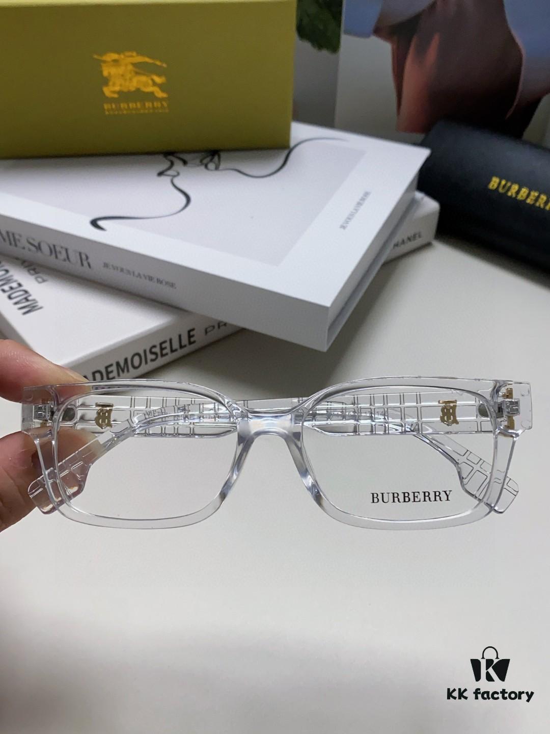 Burberry 2024 New Arrival B Style High-Aesthetic Eyeglass Frame for Women, Large Frame Prescription-Compatible, Blue Light Blocking, Non-Powered Glasses, Slimming Effect Optical Eyewear, Sunglasses