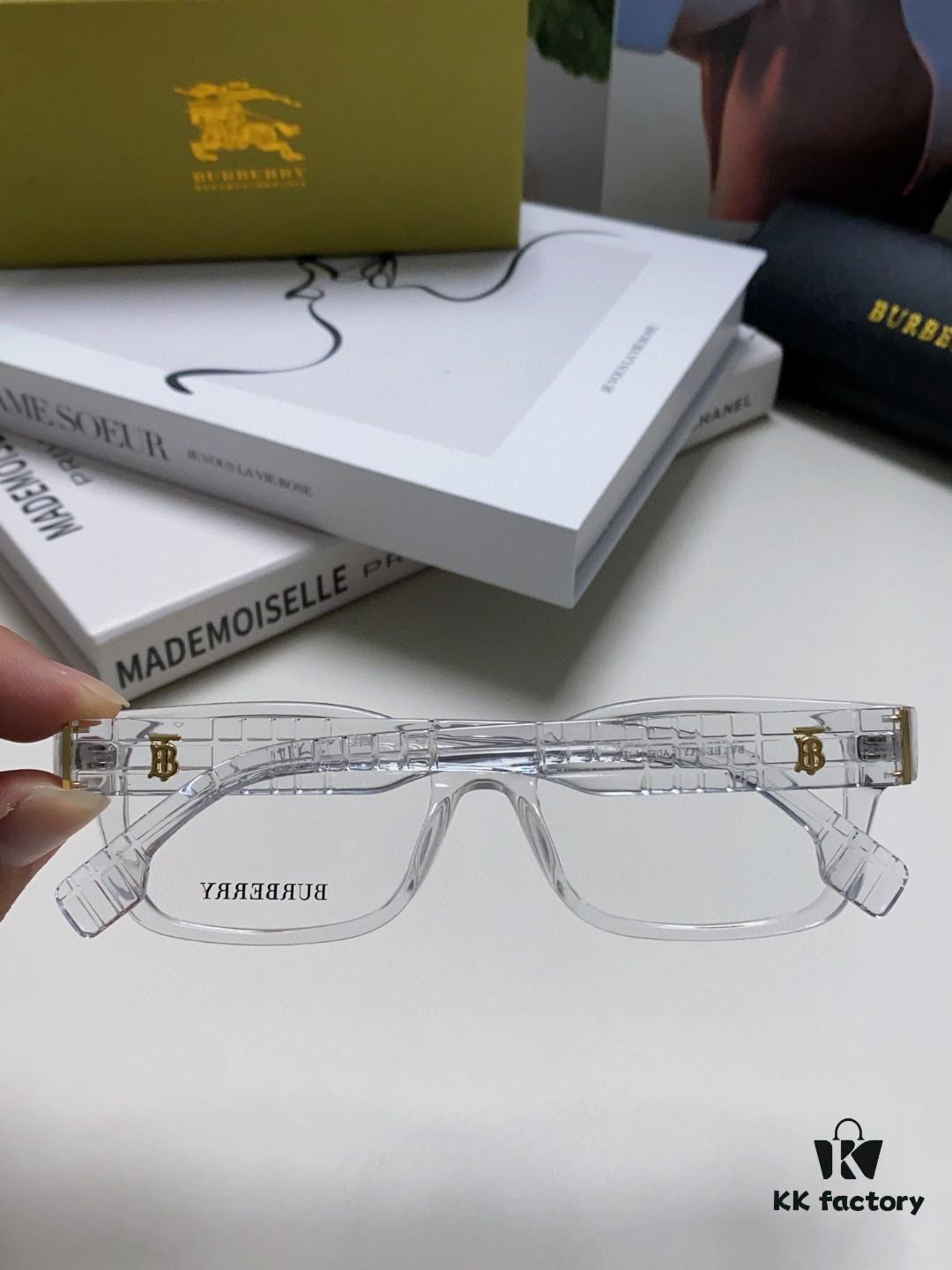 Burberry 2024 New Arrival B Style High-Aesthetic Eyeglass Frame for Women, Large Frame Prescription-Compatible, Blue Light Blocking, Non-Powered Glasses, Slimming Effect Optical Eyewear, Sunglasses