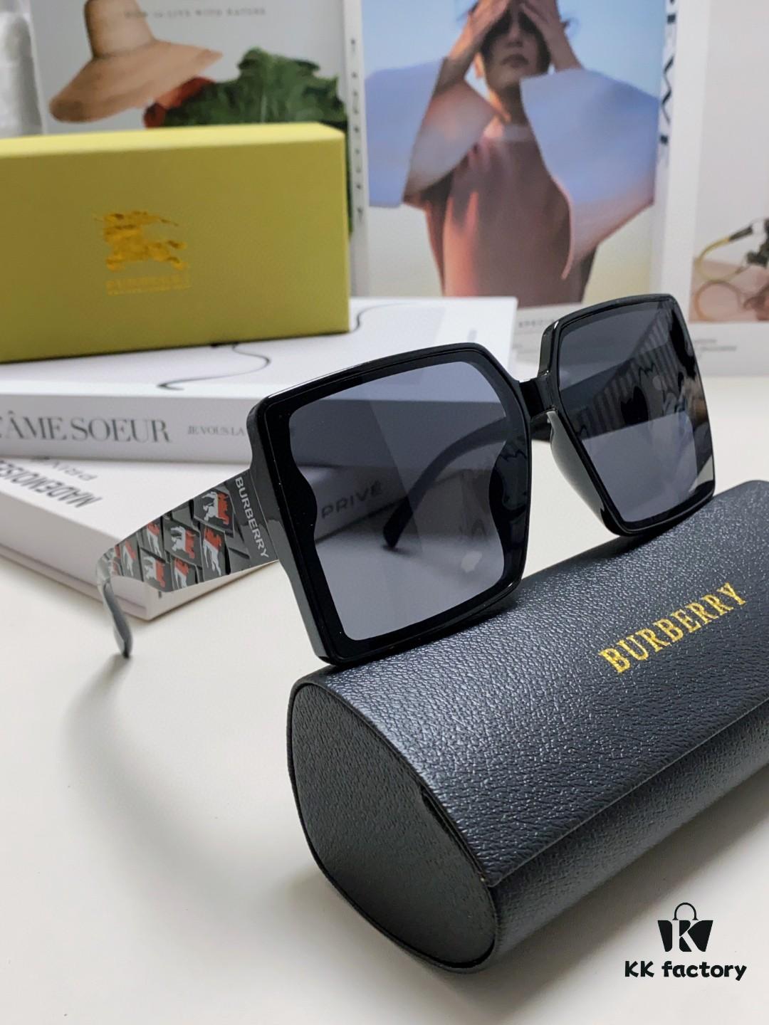 Burberry 2024 New Polarized Sunglasses for Women, Oversized Frame Flattering Face Shape, Sun Protection Shades Suitable for Round Faces, Driving Glasses