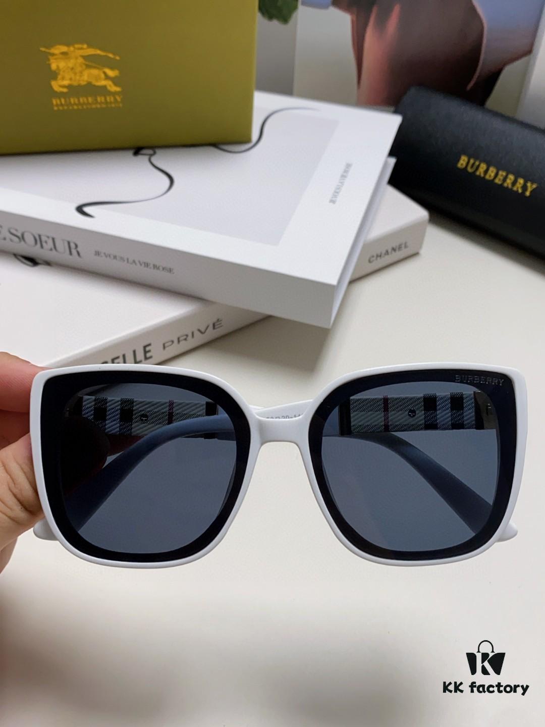 Burberry 2024 New Korean-Style Oversized Wide-Leg Stylish Fast Fashion Nobility Unisex Sunglasses, Slimming Trendy Sun Glasses with Horse Logo and Classic Check Pattern
