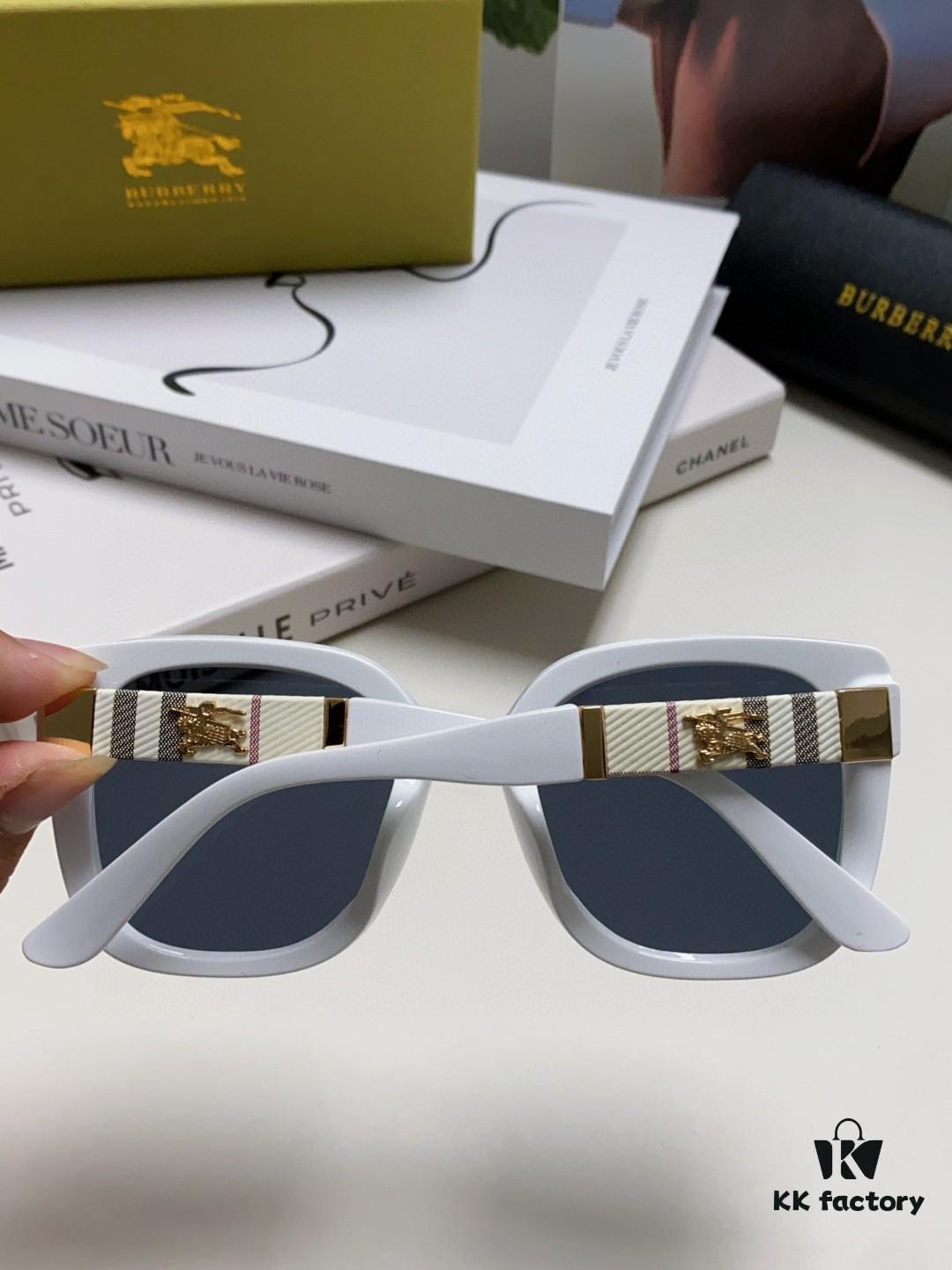 Burberry 2024 New Korean-Style Oversized Wide-Leg Stylish Fast Fashion Nobility Unisex Sunglasses, Slimming Trendy Sun Glasses with Horse Logo and Classic Check Pattern