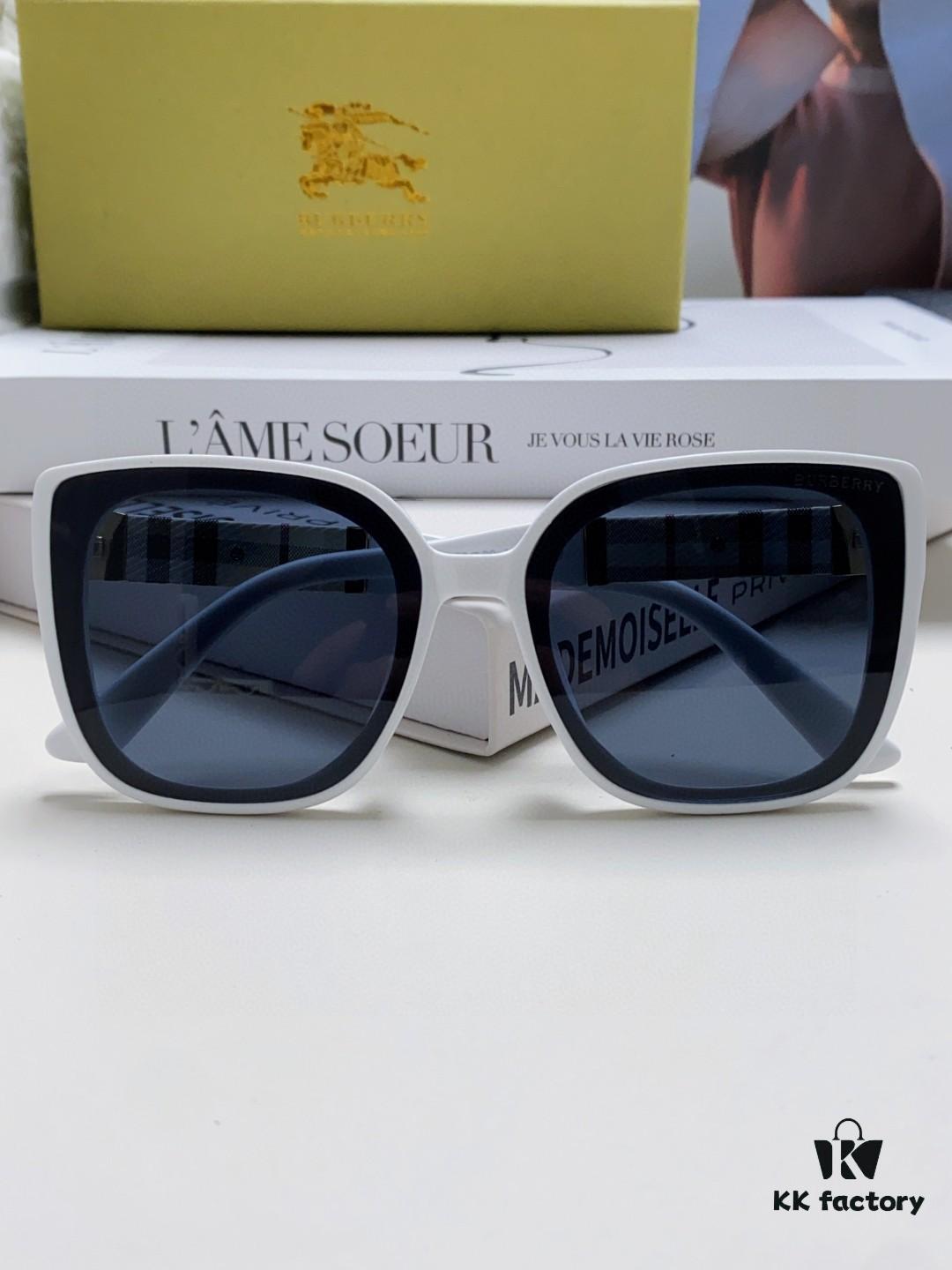 Burberry 2024 New Korean-Style Oversized Wide-Leg Stylish Fast Fashion Nobility Unisex Sunglasses, Slimming Trendy Sun Glasses with Horse Logo and Classic Check Pattern