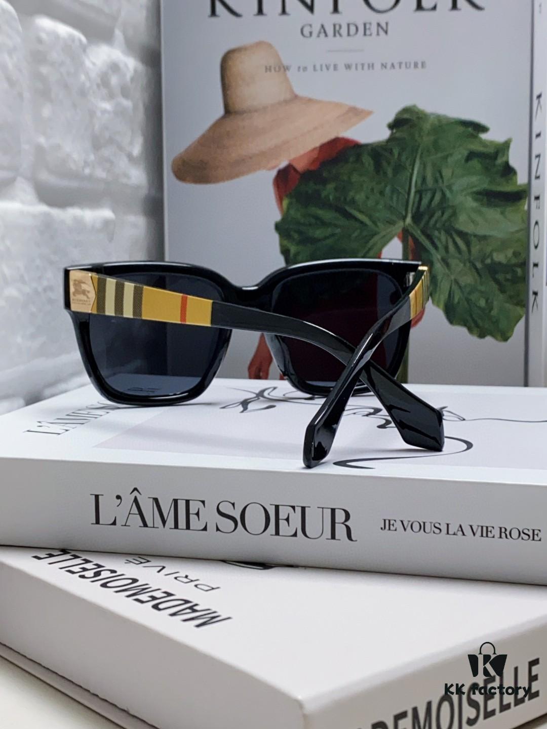 Burberry 2024 New Arrival Men's UV Protection Polarized Sunglasses, Black Frame Classic Equestrian Design Unisex Fashion Sun Glasses for Driving