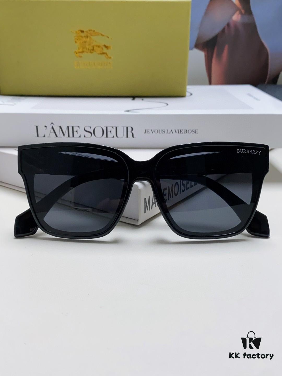 Burberry 2024 New Arrival Men's UV Protection Polarized Sunglasses, Black Frame Classic Equestrian Design Unisex Fashion Sun Glasses for Driving