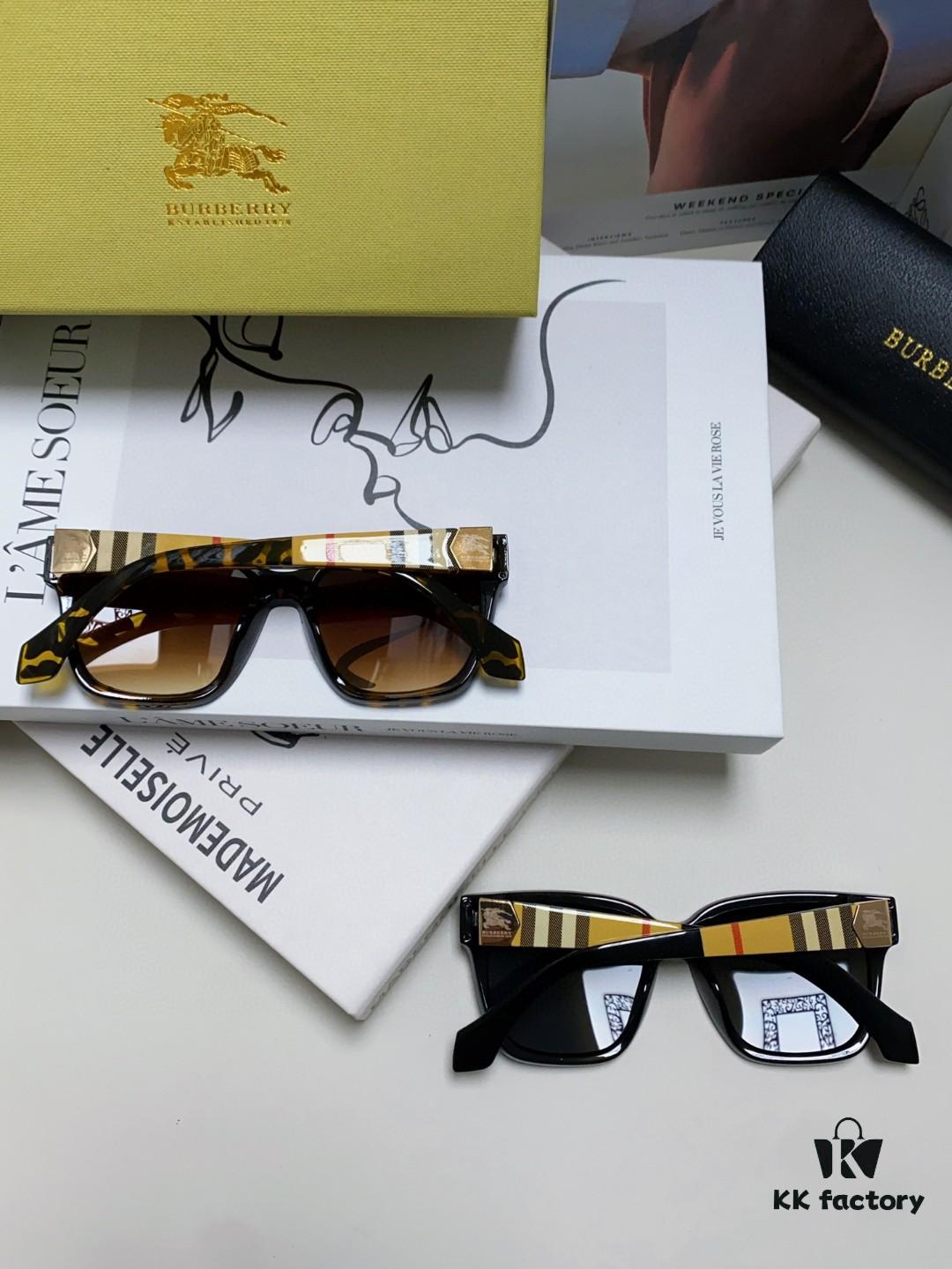 Burberry 2024 New Arrival Men's UV Protection Polarized Sunglasses, Black Frame Classic Equestrian Design Unisex Fashion Sun Glasses for Driving