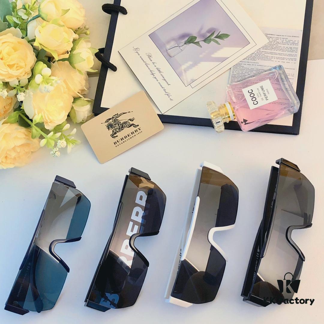 Burberry Trendy Sunglasses for Women, Large Frame UV Protection Slimming One-Piece Sunglasses, Stylish Unisex Driving Shades for Men and Women