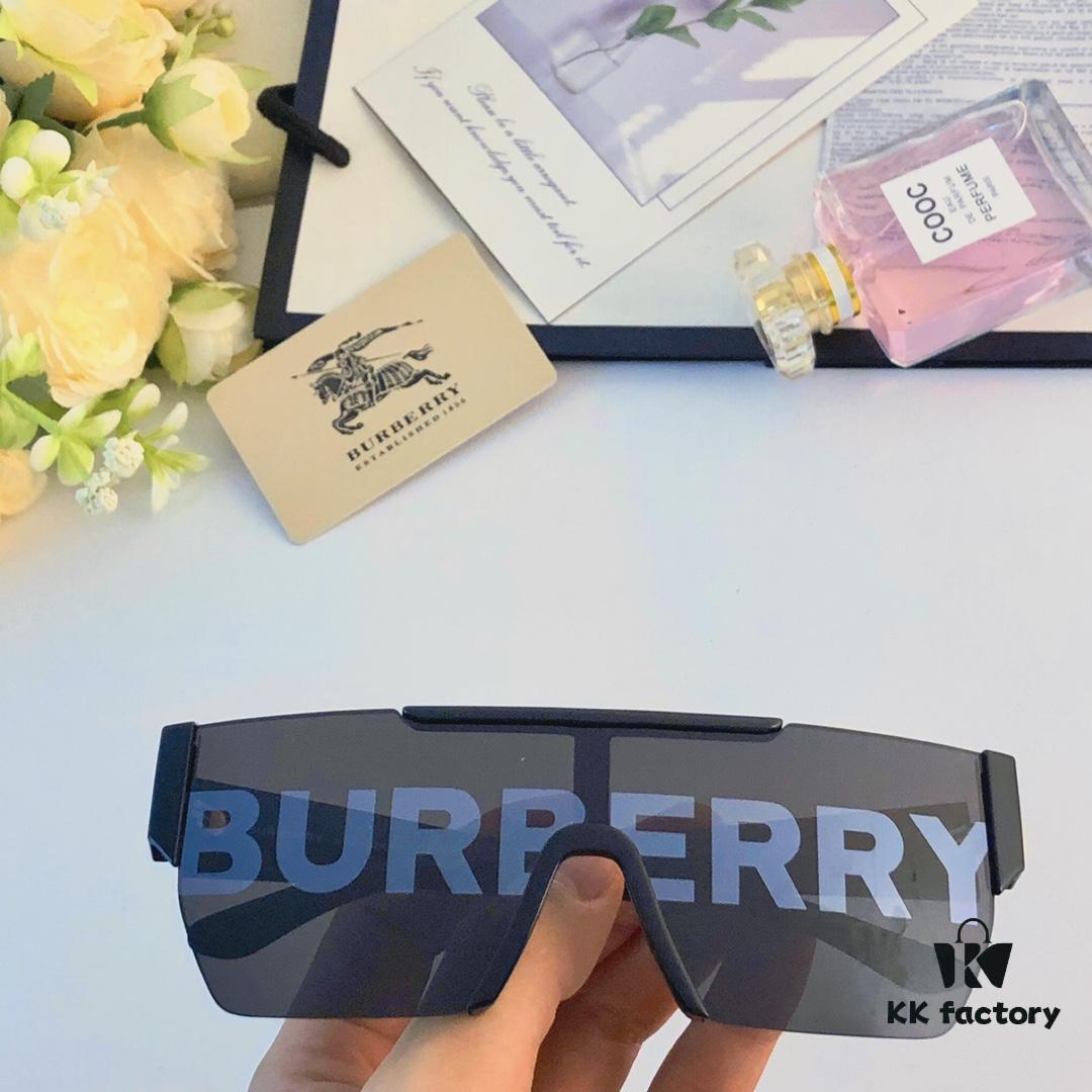 Burberry Trendy Sunglasses for Women, Large Frame UV Protection Slimming One-Piece Sunglasses, Stylish Unisex Driving Shades for Men and Women