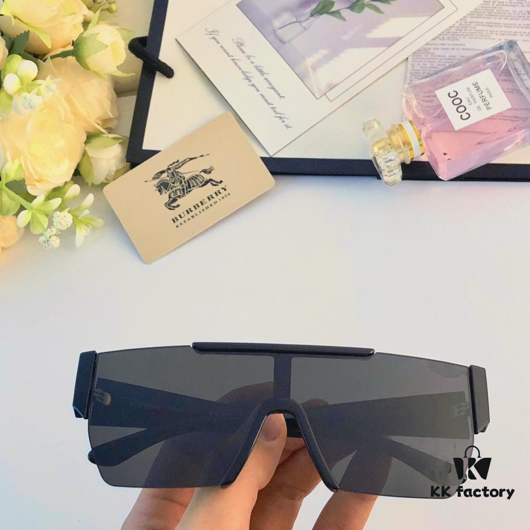 Burberry Trendy Sunglasses for Women, Large Frame UV Protection Slimming One-Piece Sunglasses, Stylish Unisex Driving Shades for Men and Women