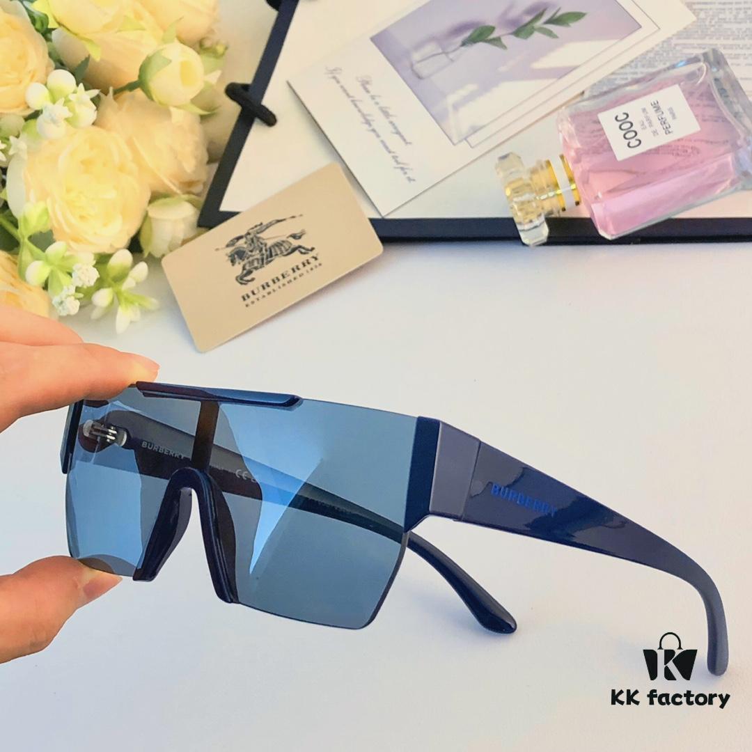 Burberry Trendy Sunglasses for Women, Large Frame UV Protection Slimming One-Piece Sunglasses, Stylish Unisex Driving Shades for Men and Women