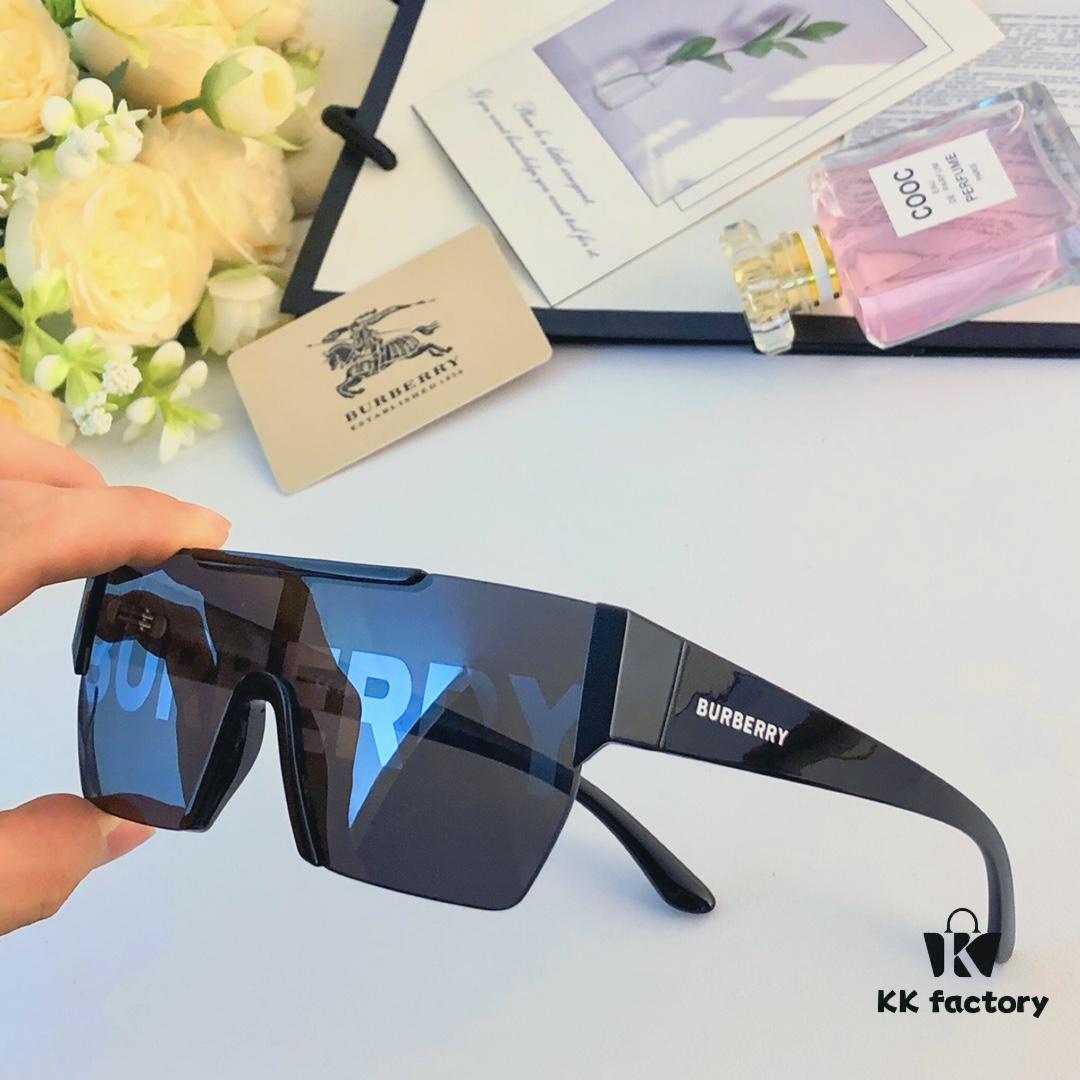 Burberry Trendy Sunglasses for Women, Large Frame UV Protection Slimming One-Piece Sunglasses, Stylish Unisex Driving Shades for Men and Women