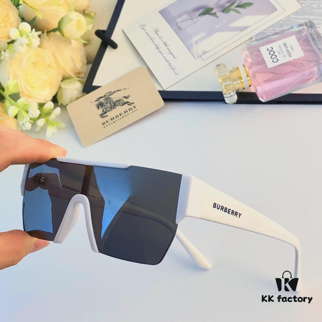 Burberry Trendy Sunglasses for Women, Large Frame UV Protection Slimming One-Piece Sunglasses, Stylish Unisex Driving Shades for Men and Women