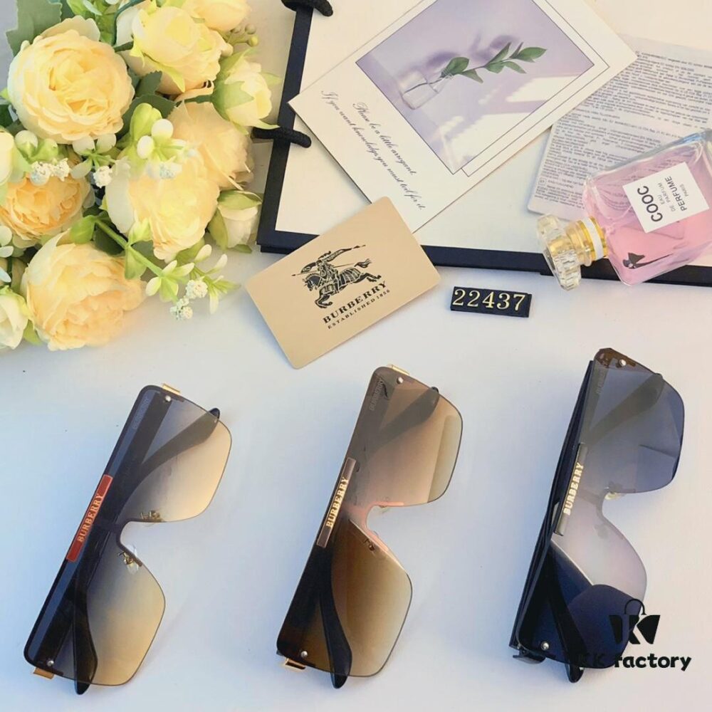 Burberry New Fashion One-Piece Sunglasses, Metal Casual Shades, Trendy Versatile Sun Protection Eyewear