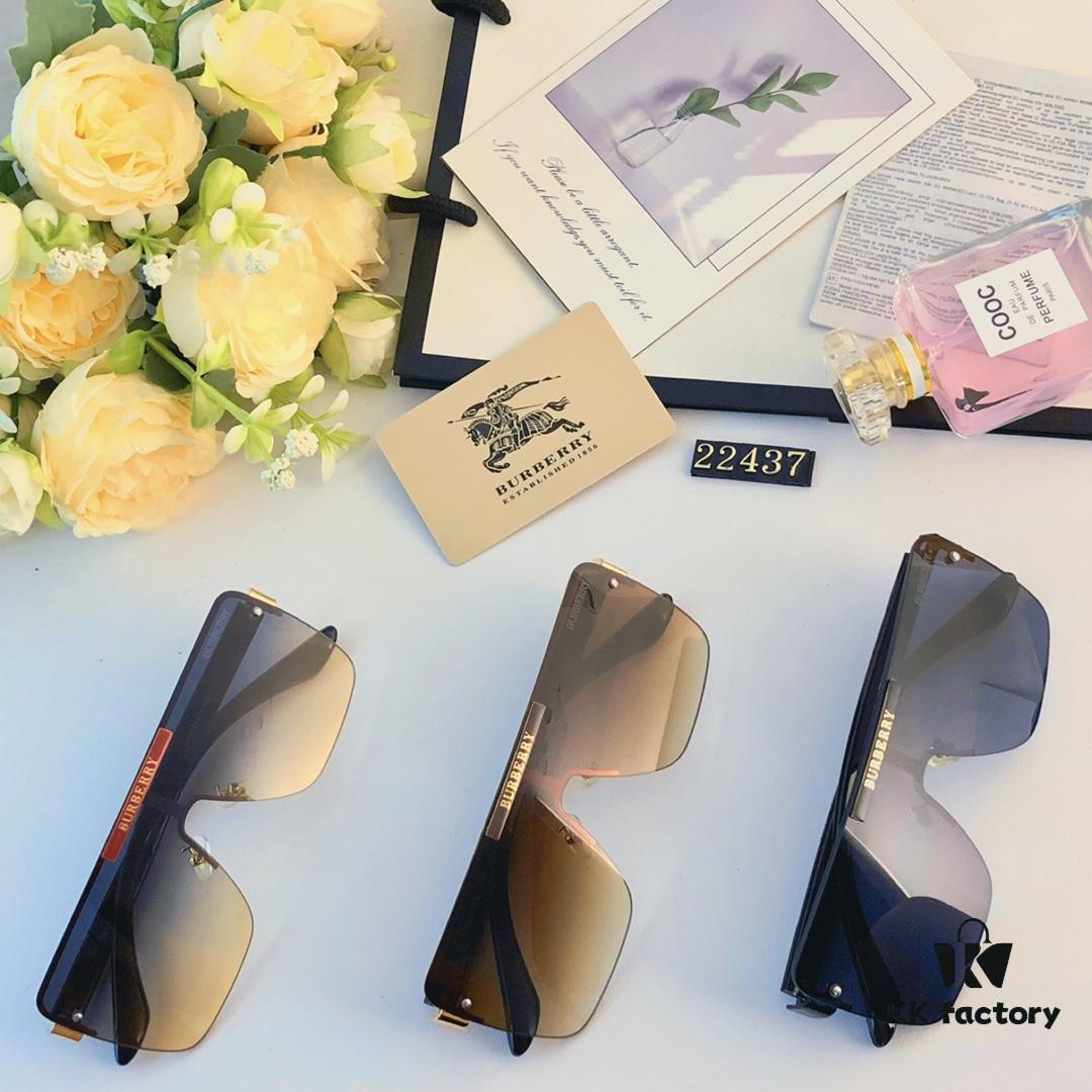 Burberry New Fashion One-Piece Sunglasses, Metal Casual Shades, Trendy Versatile Sun Protection Eyewear