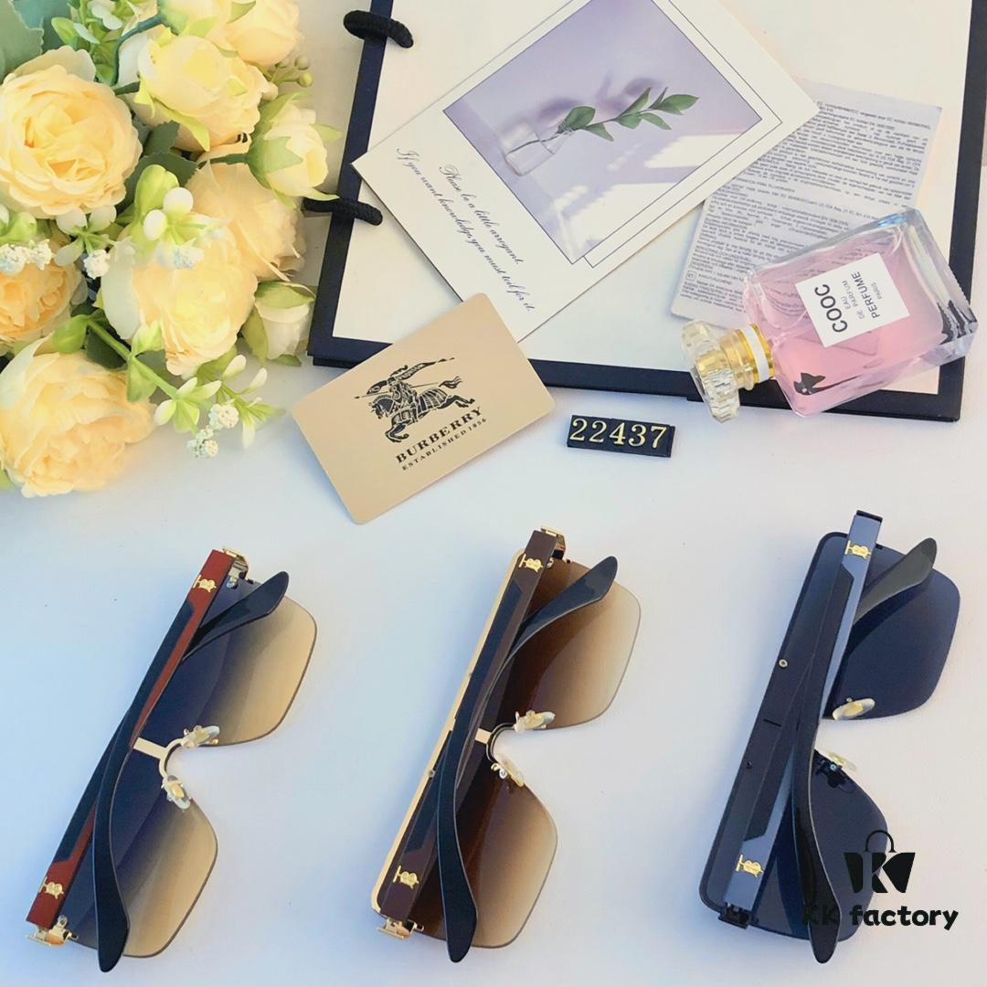Burberry New Fashion One-Piece Sunglasses, Metal Casual Shades, Trendy Versatile Sun Protection Eyewear
