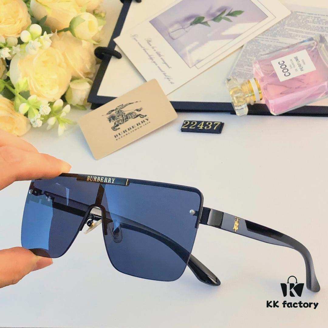 Burberry New Fashion One-Piece Sunglasses, Metal Casual Shades, Trendy Versatile Sun Protection Eyewear