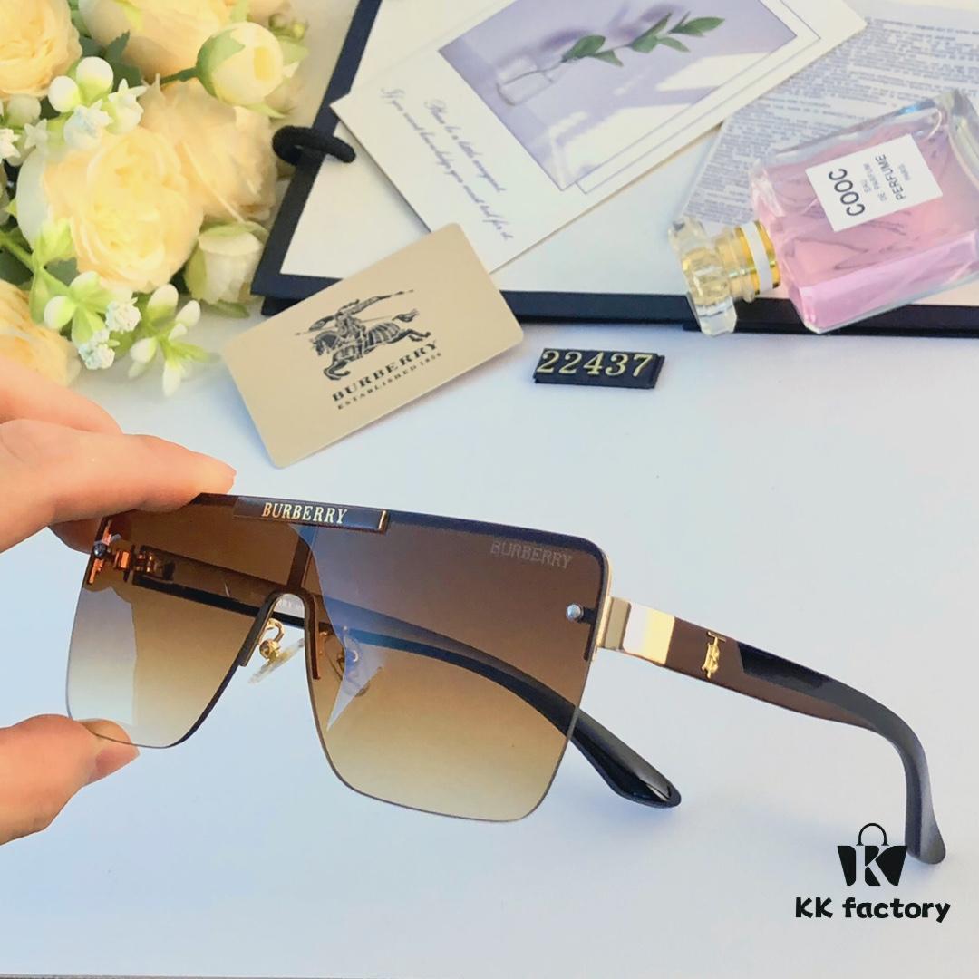 Burberry New Fashion One-Piece Sunglasses, Metal Casual Shades, Trendy Versatile Sun Protection Eyewear