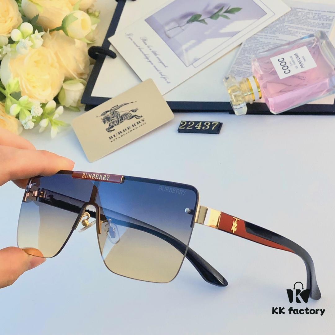 Burberry New Fashion One-Piece Sunglasses, Metal Casual Shades, Trendy Versatile Sun Protection Eyewear