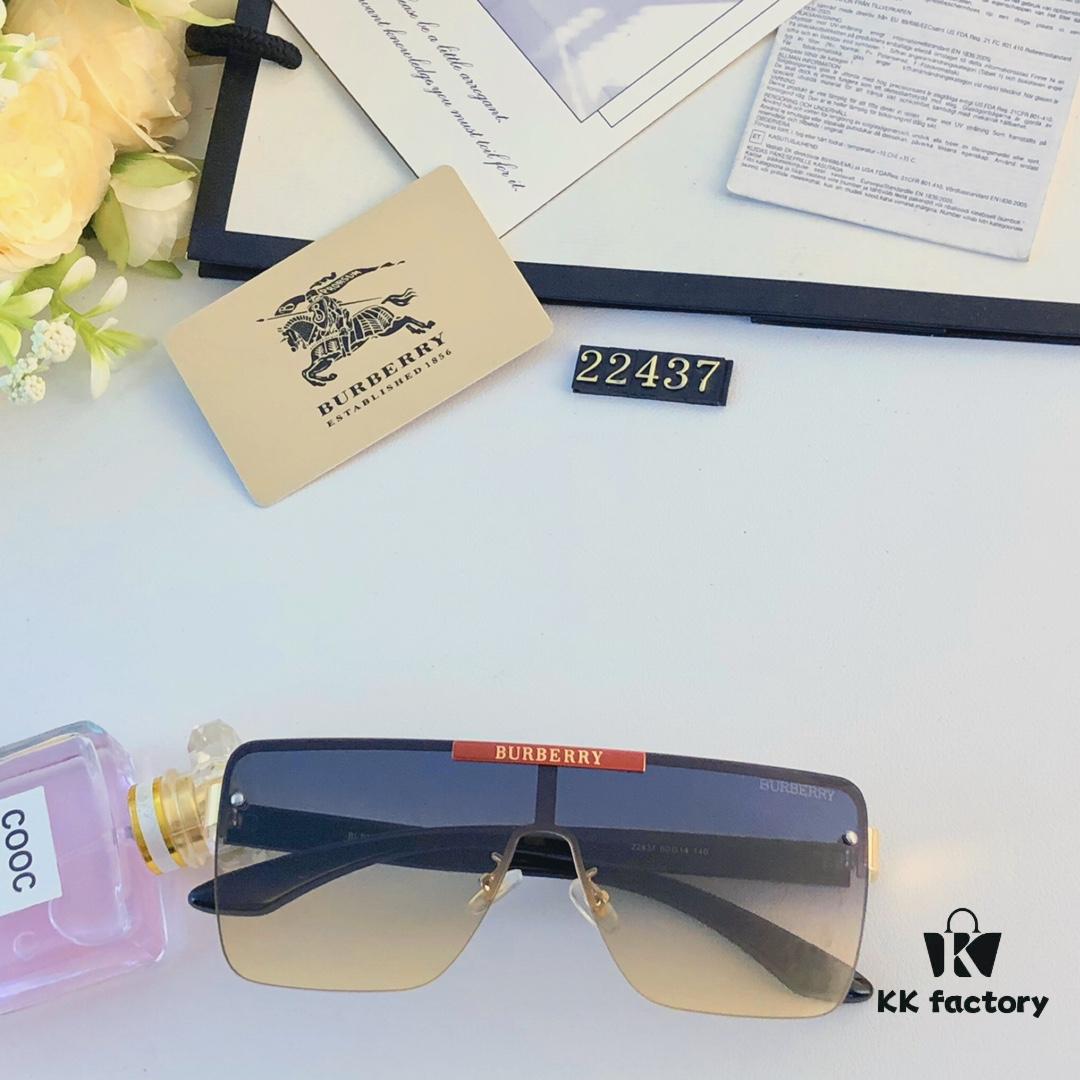 Burberry New Fashion One-Piece Sunglasses, Metal Casual Shades, Trendy Versatile Sun Protection Eyewear