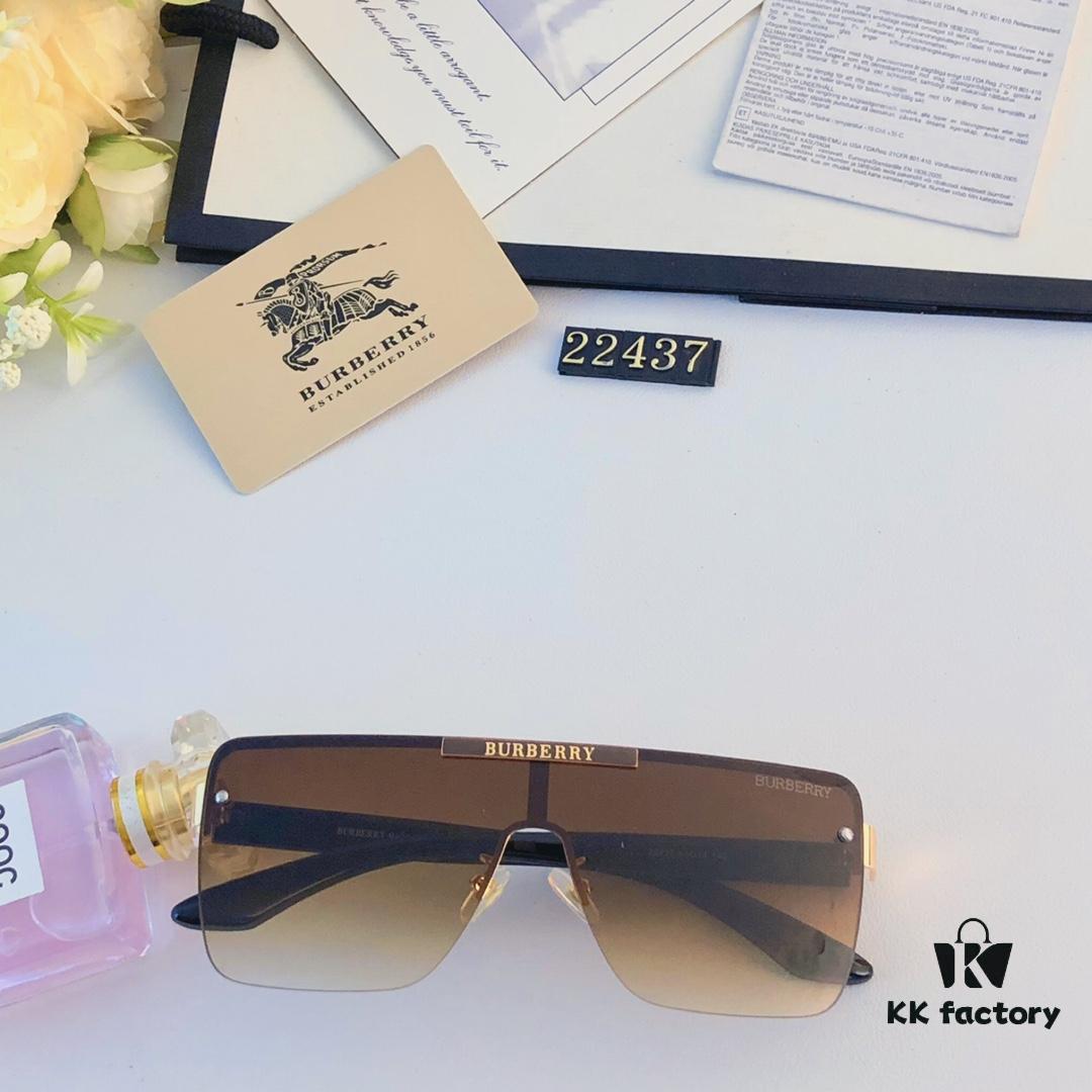 Burberry New Fashion One-Piece Sunglasses, Metal Casual Shades, Trendy Versatile Sun Protection Eyewear